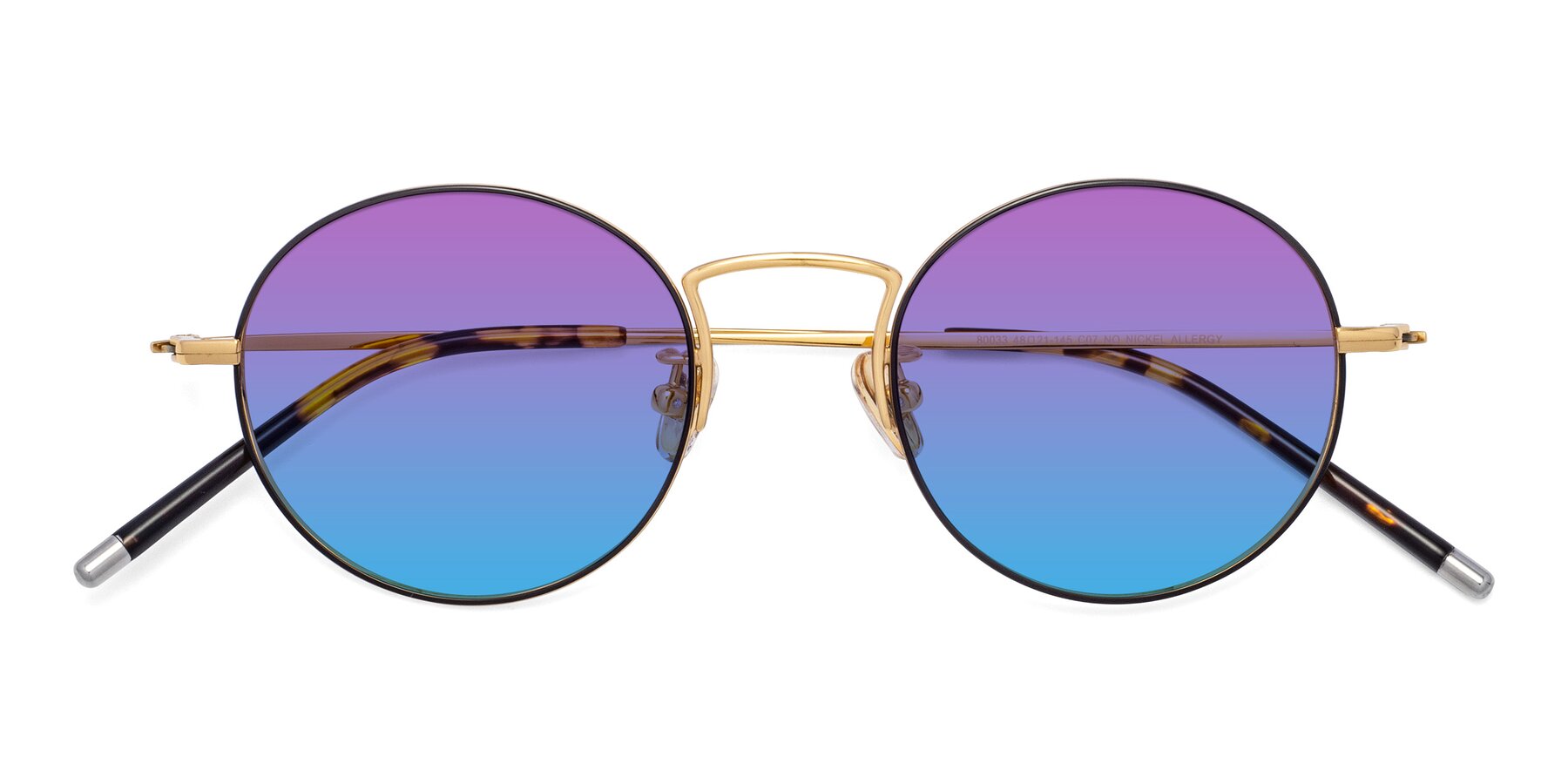 Folded Front of 80033 in Black-Gold with Purple / Blue Gradient Lenses