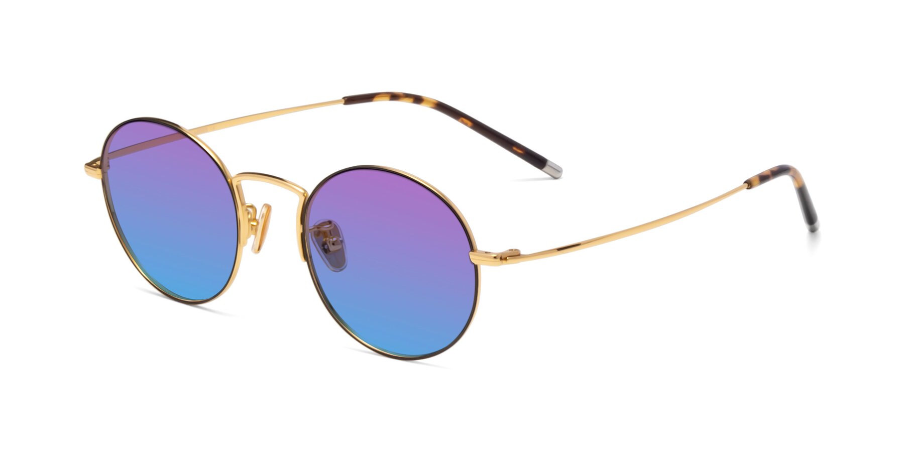 Angle of 80033 in Black-Gold with Purple / Blue Gradient Lenses