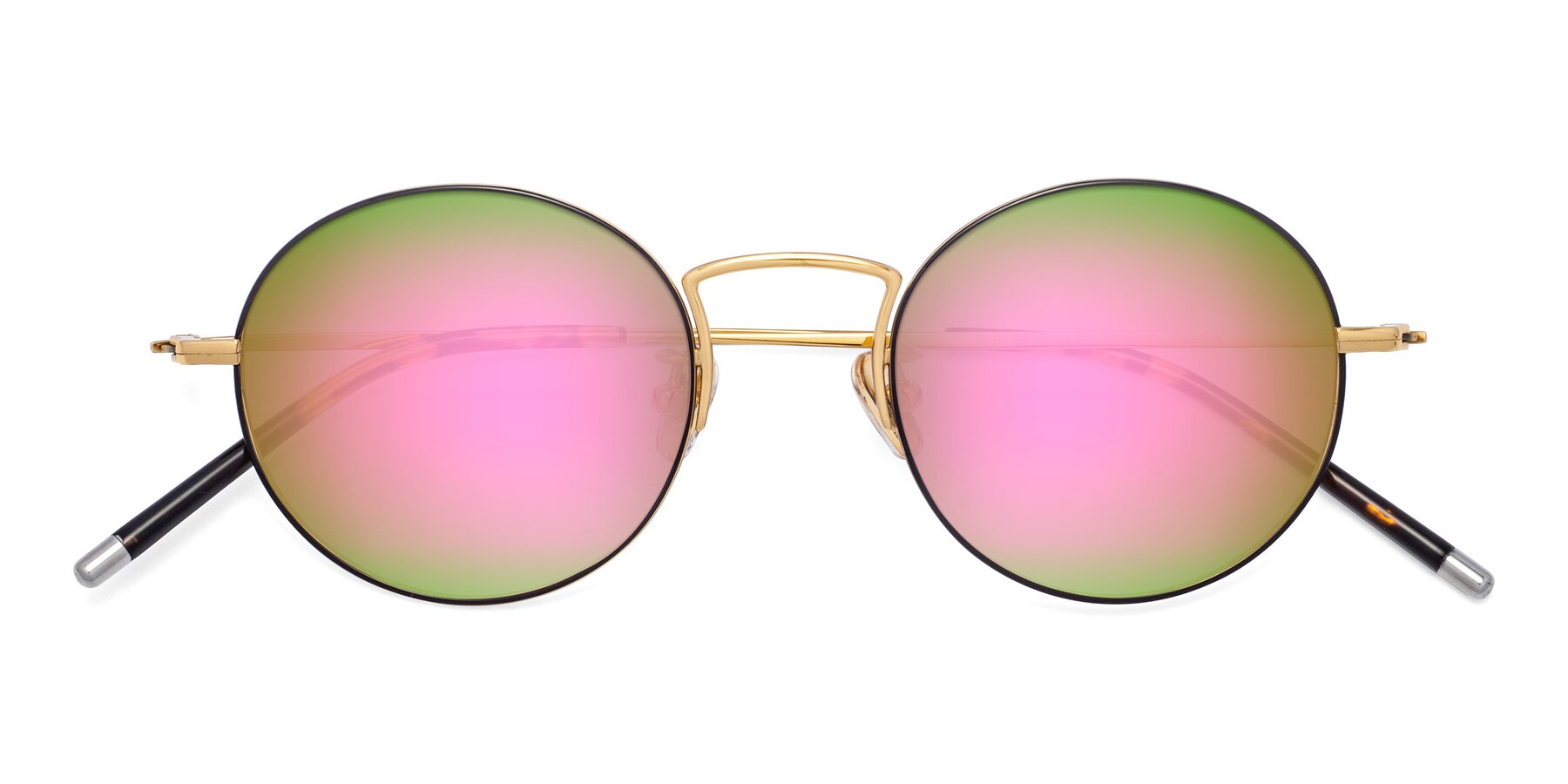 Folded Front of 80033 in Black-Gold with Pink Mirrored Lenses