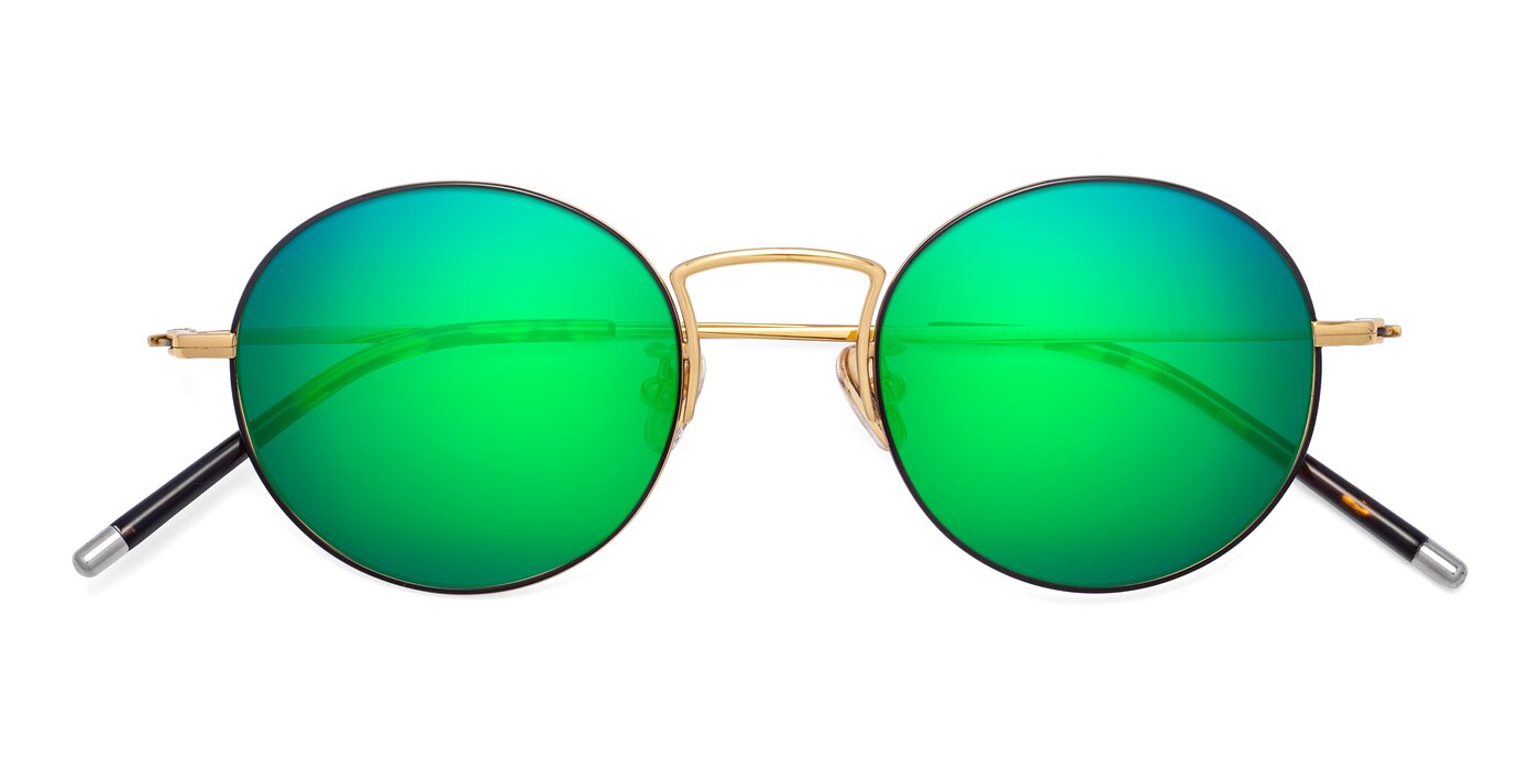 80033 - Black / Gold Flash Mirrored Sunglasses