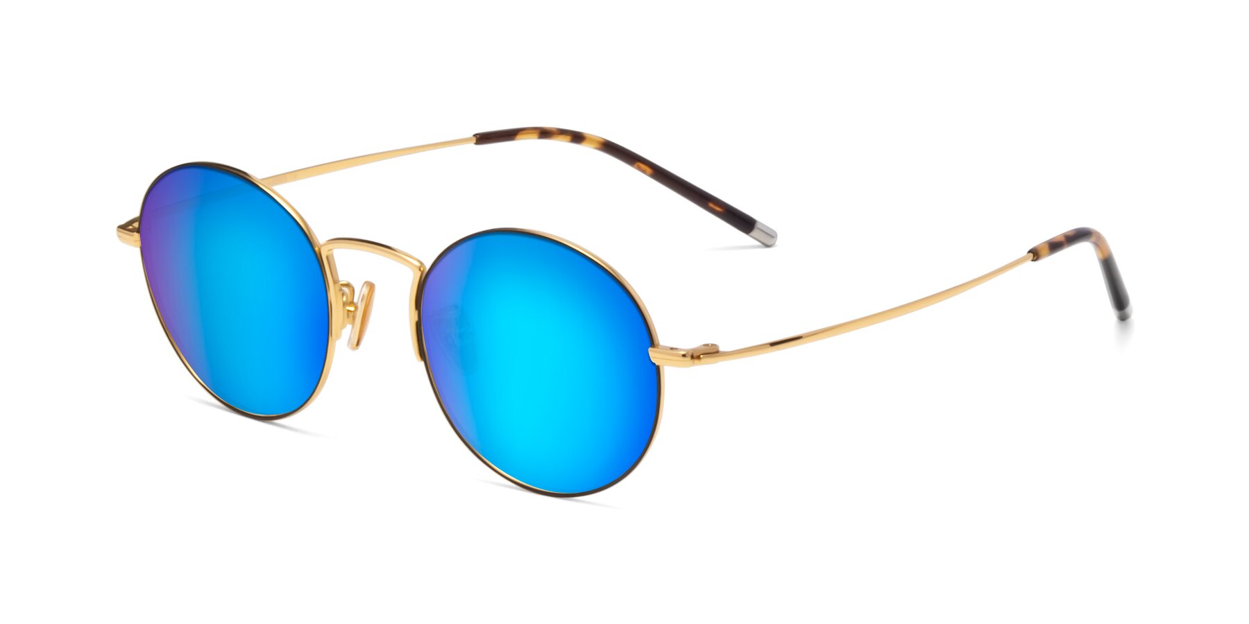 Angle of 80033 in Black-Gold with Blue Mirrored Lenses