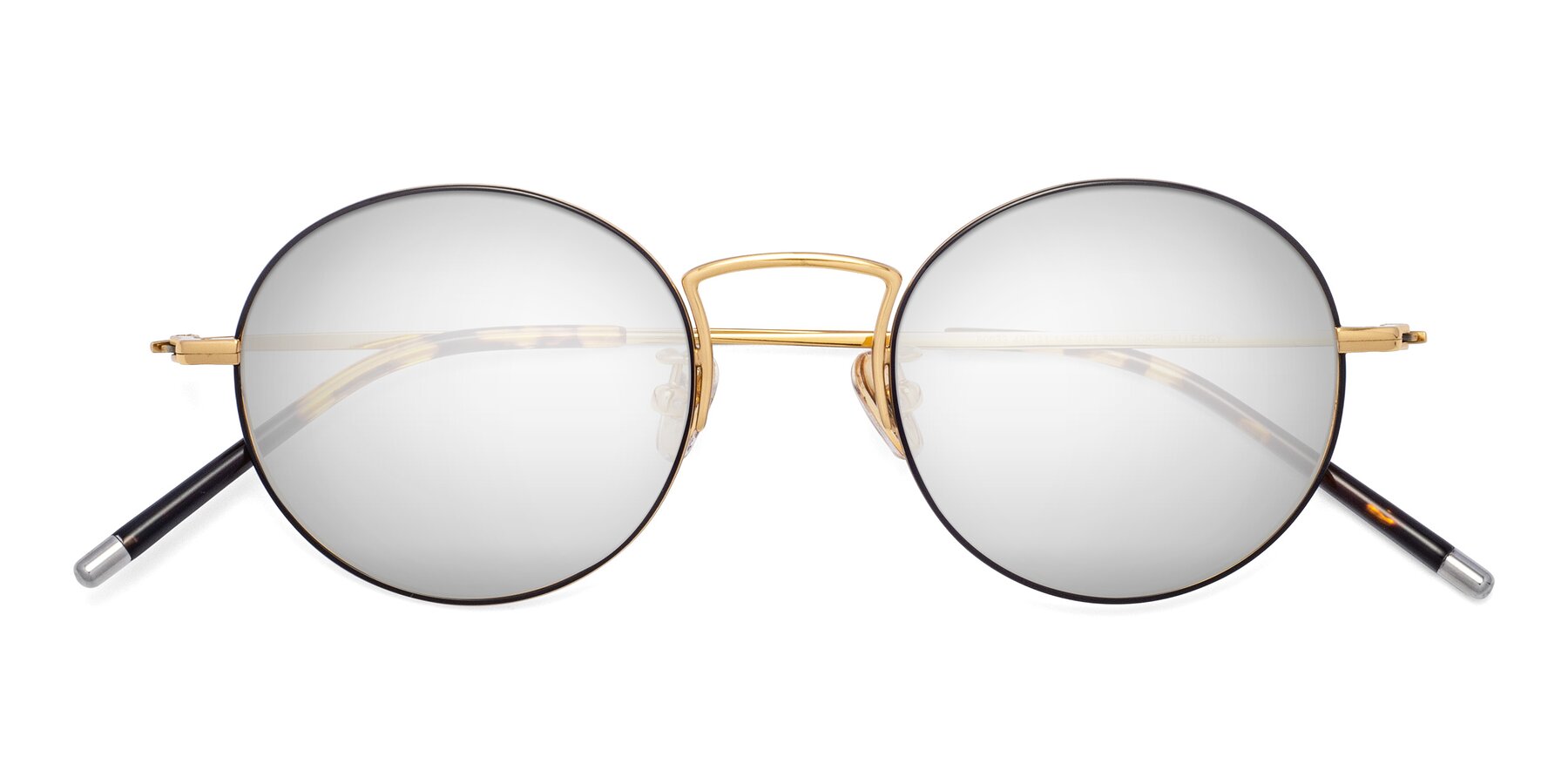 Folded Front of 80033 in Black-Gold with Silver Mirrored Lenses