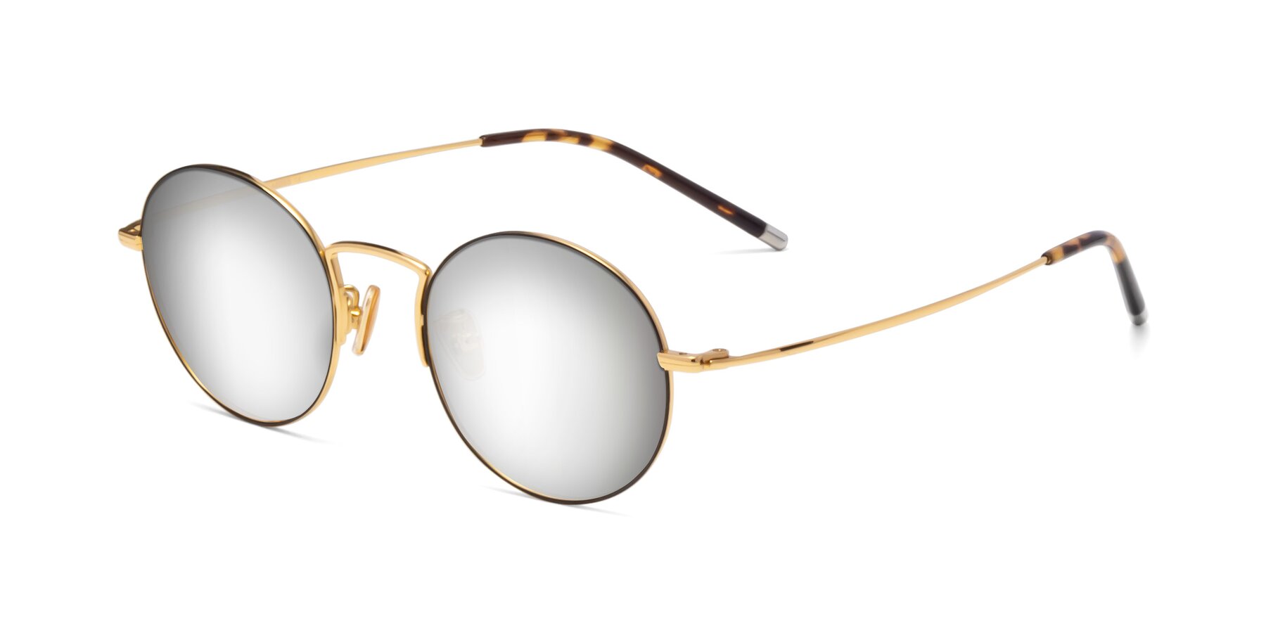 Angle of 80033 in Black-Gold with Silver Mirrored Lenses