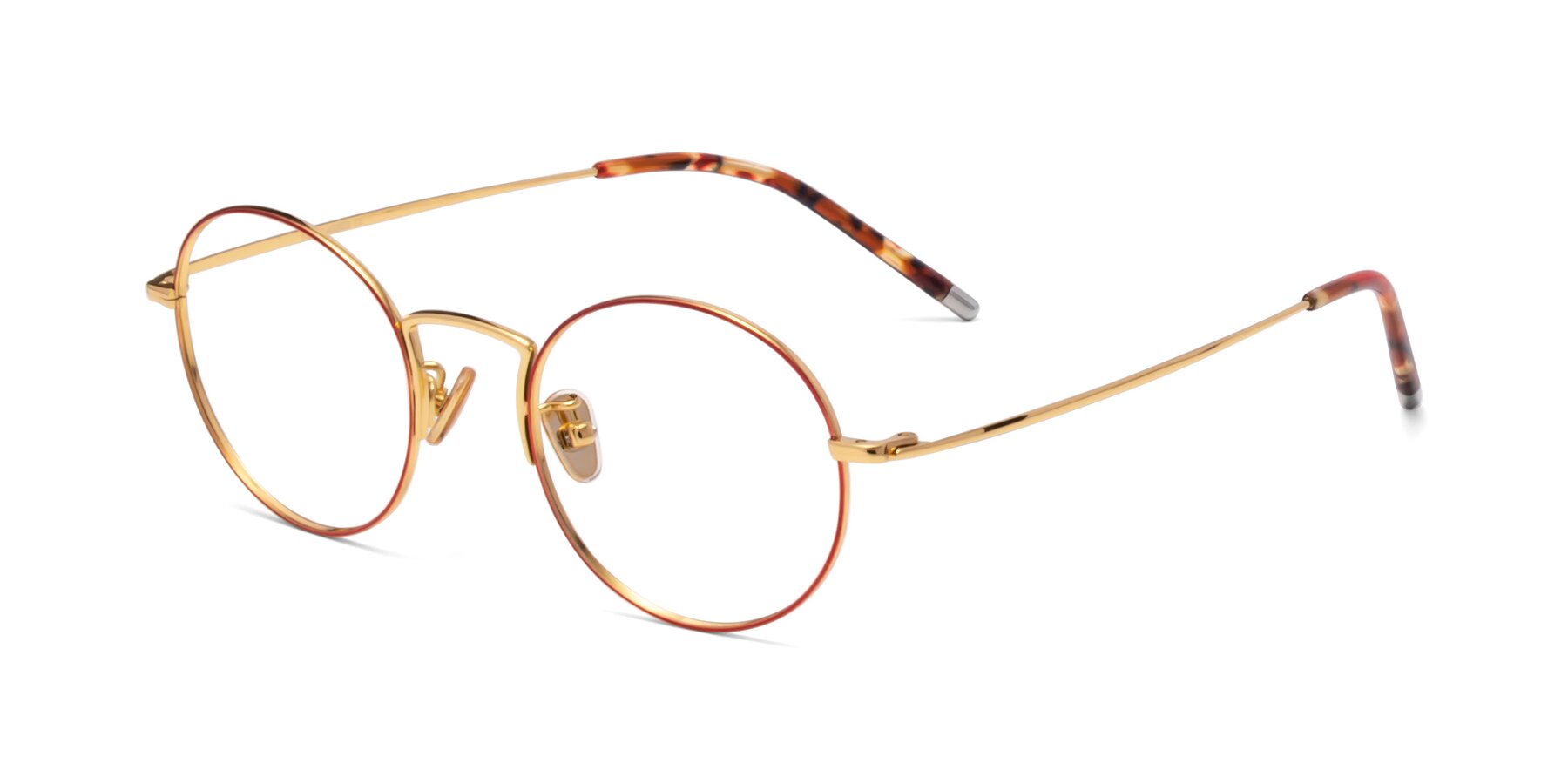 Angle of 80033 in Wine-Gold with Clear Eyeglass Lenses