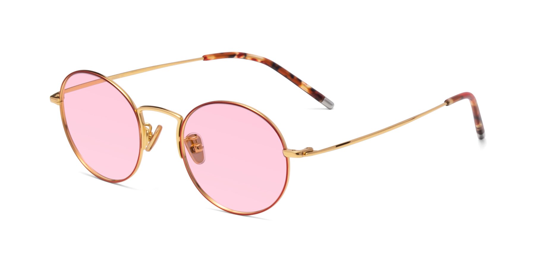 Angle of 80033 in Wine-Gold with Light Pink Tinted Lenses