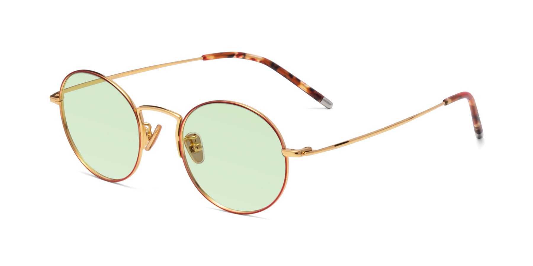 Angle of 80033 in Wine-Gold with Light Green Tinted Lenses