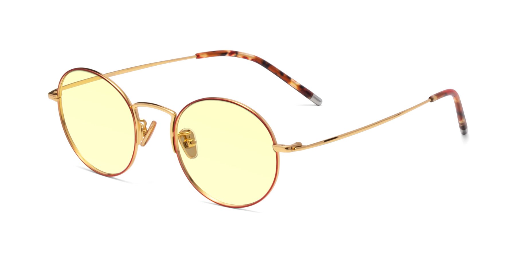Angle of 80033 in Wine-Gold with Light Yellow Tinted Lenses