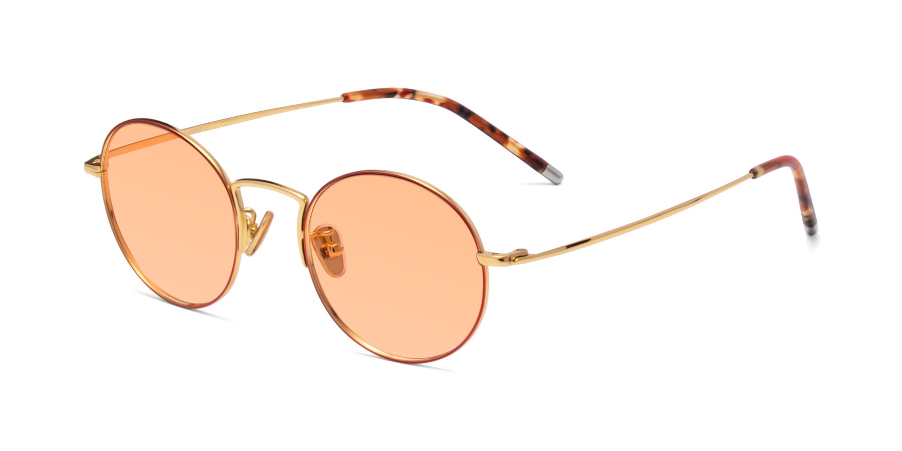 Angle of 80033 in Wine-Gold with Light Orange Tinted Lenses