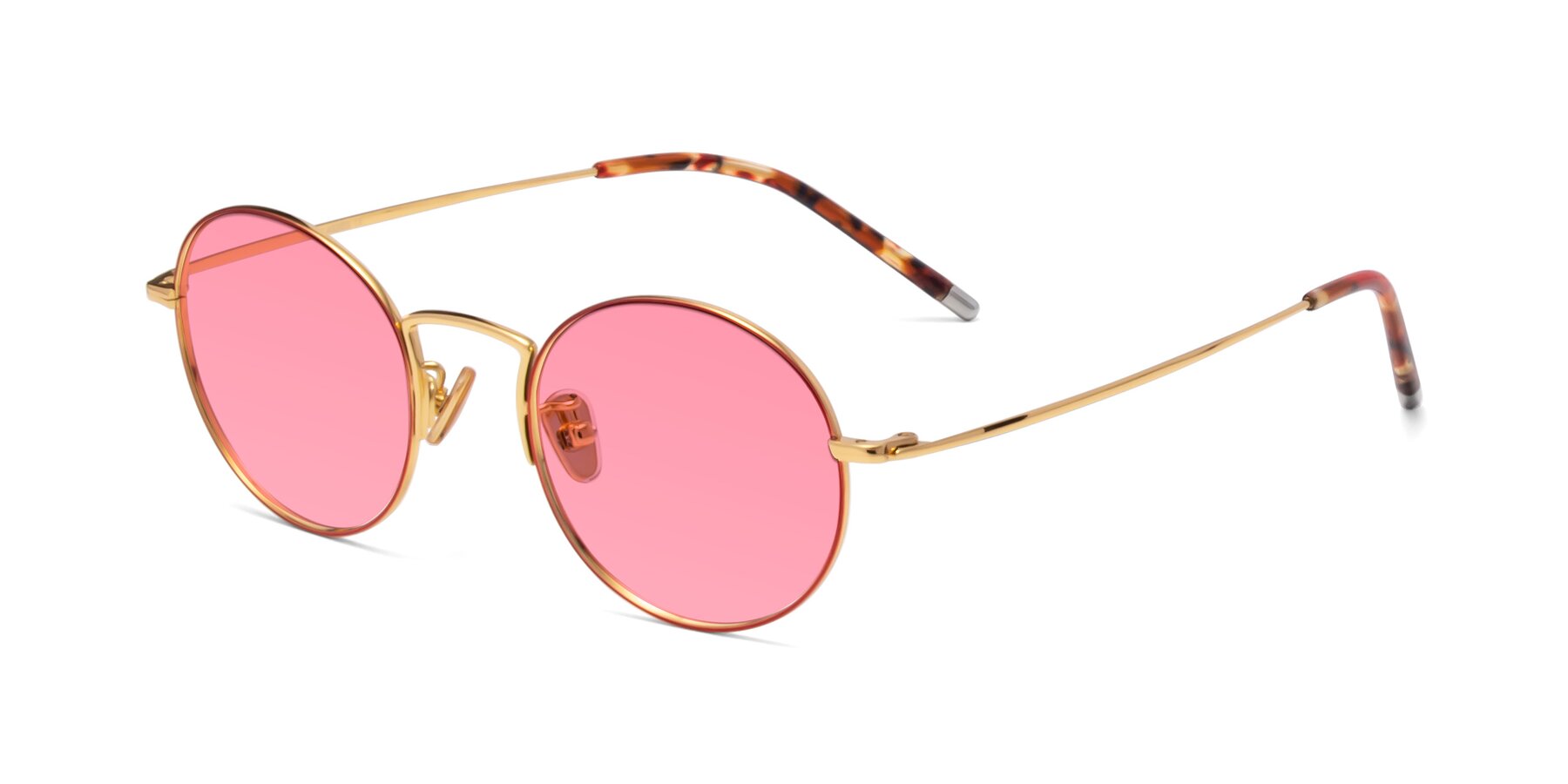 Angle of 80033 in Wine-Gold with Pink Tinted Lenses