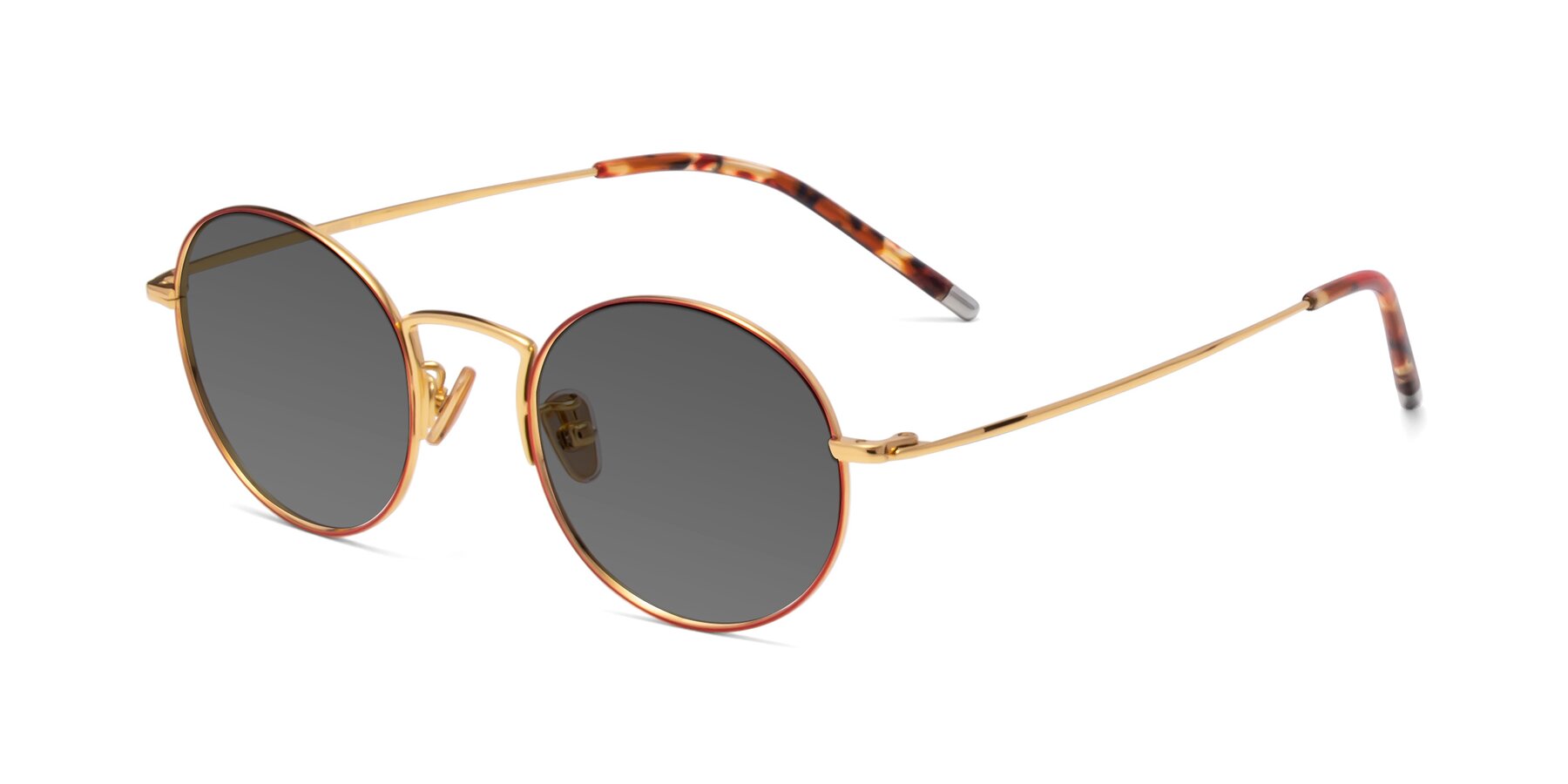 Angle of 80033 in Wine-Gold with Medium Gray Tinted Lenses