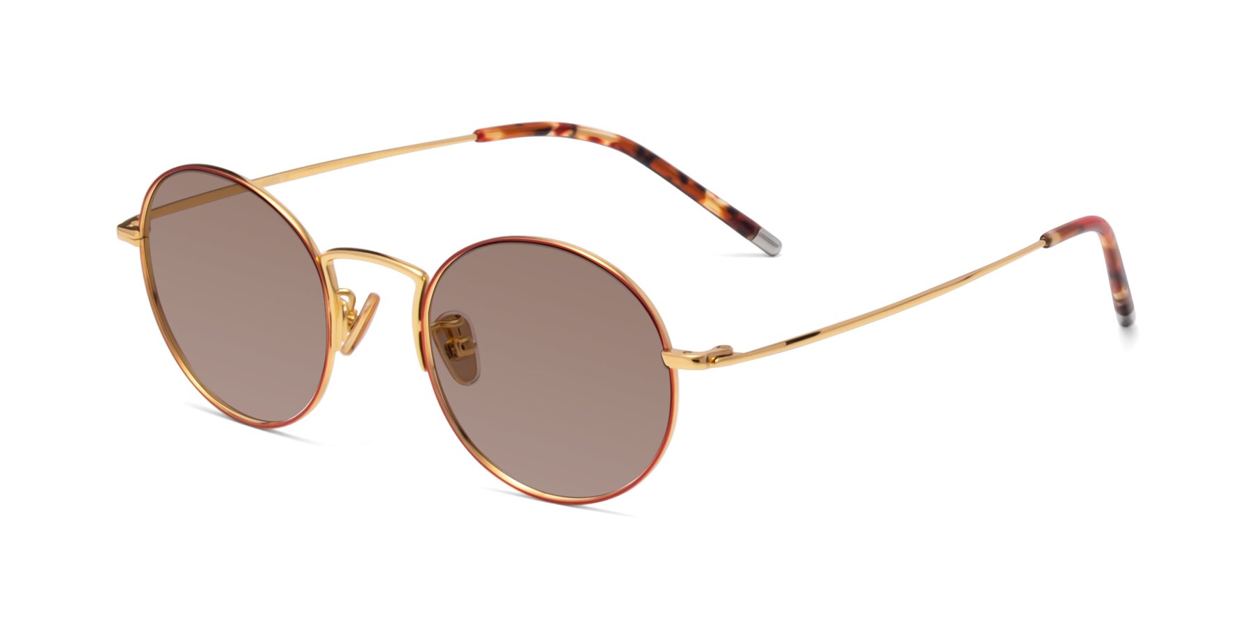 Angle of 80033 in Wine-Gold with Medium Brown Tinted Lenses