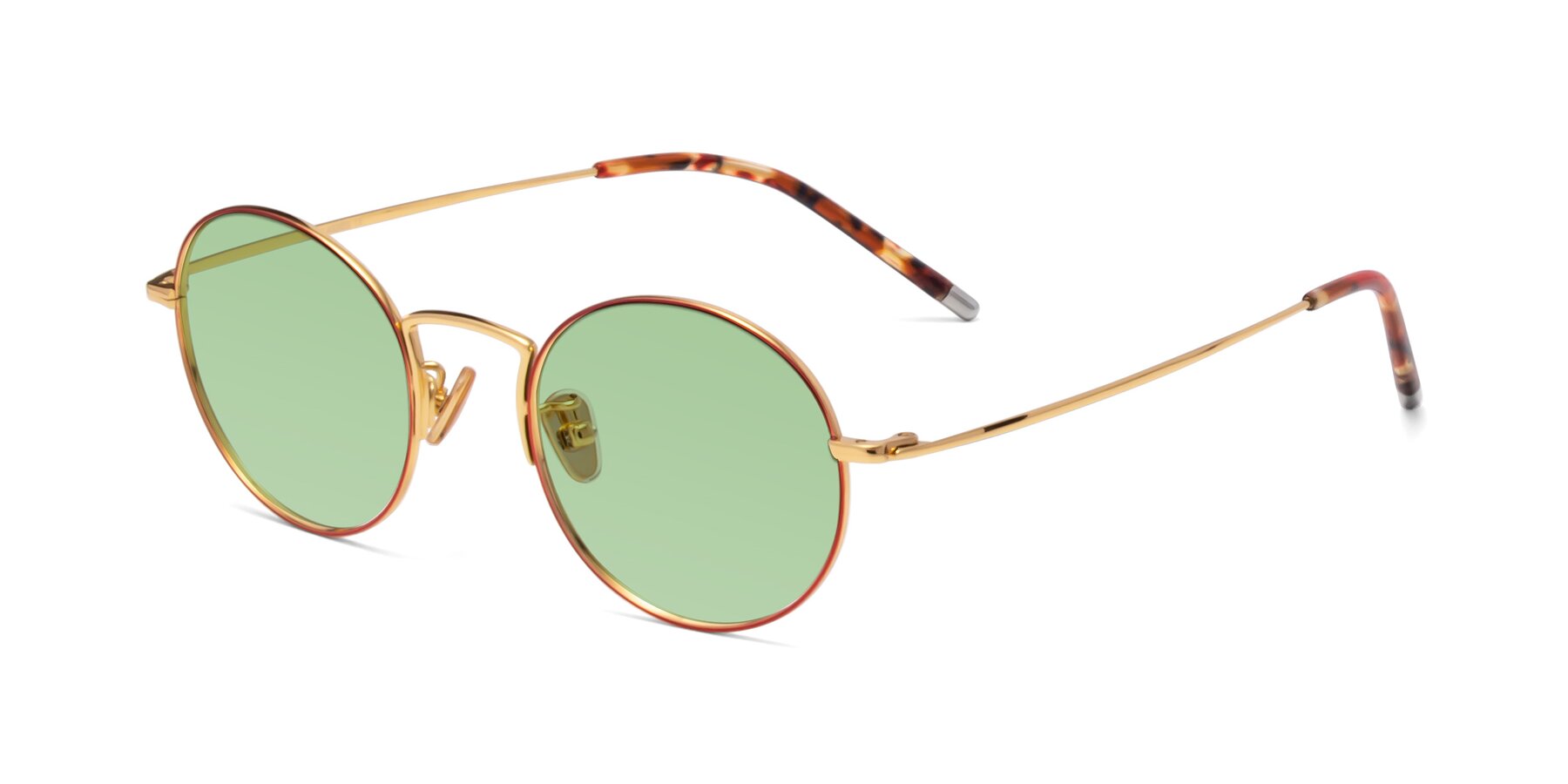 Angle of 80033 in Wine-Gold with Medium Green Tinted Lenses