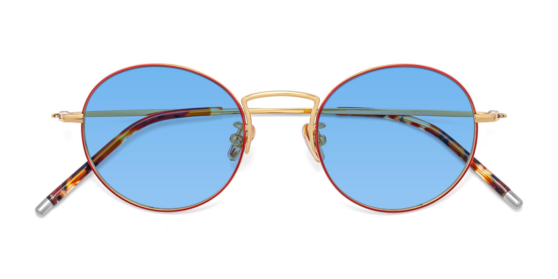 Folded Front of 80033 in Wine-Gold with Medium Blue Tinted Lenses