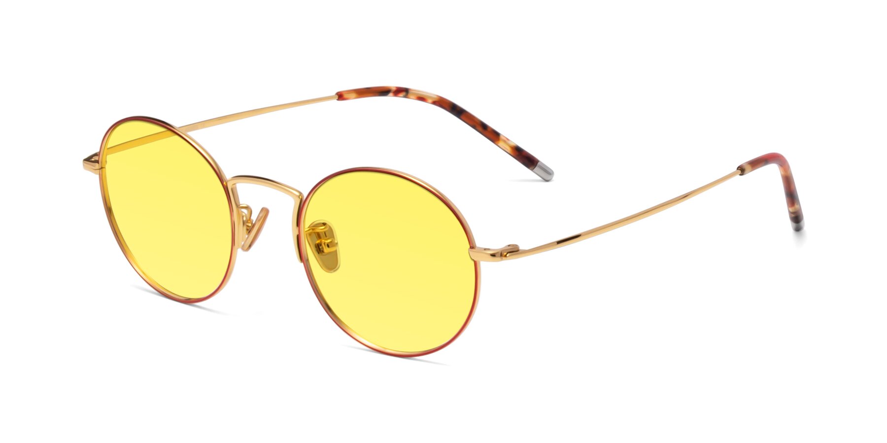 Angle of 80033 in Wine-Gold with Medium Yellow Tinted Lenses