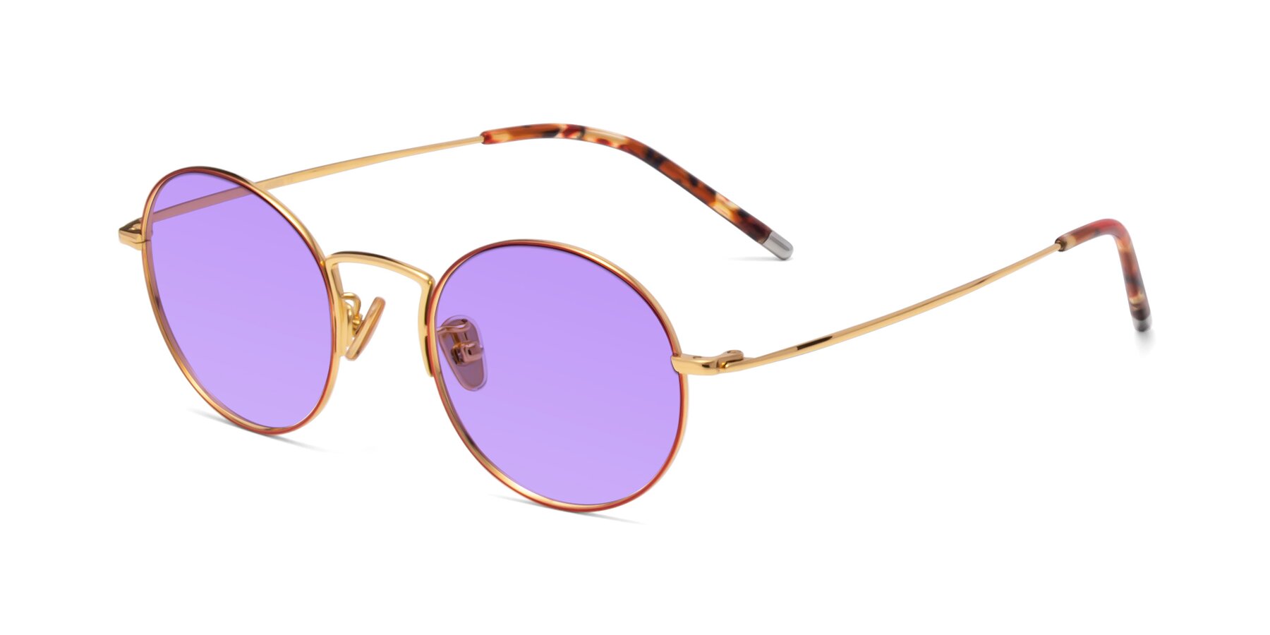 Angle of 80033 in Wine-Gold with Medium Purple Tinted Lenses