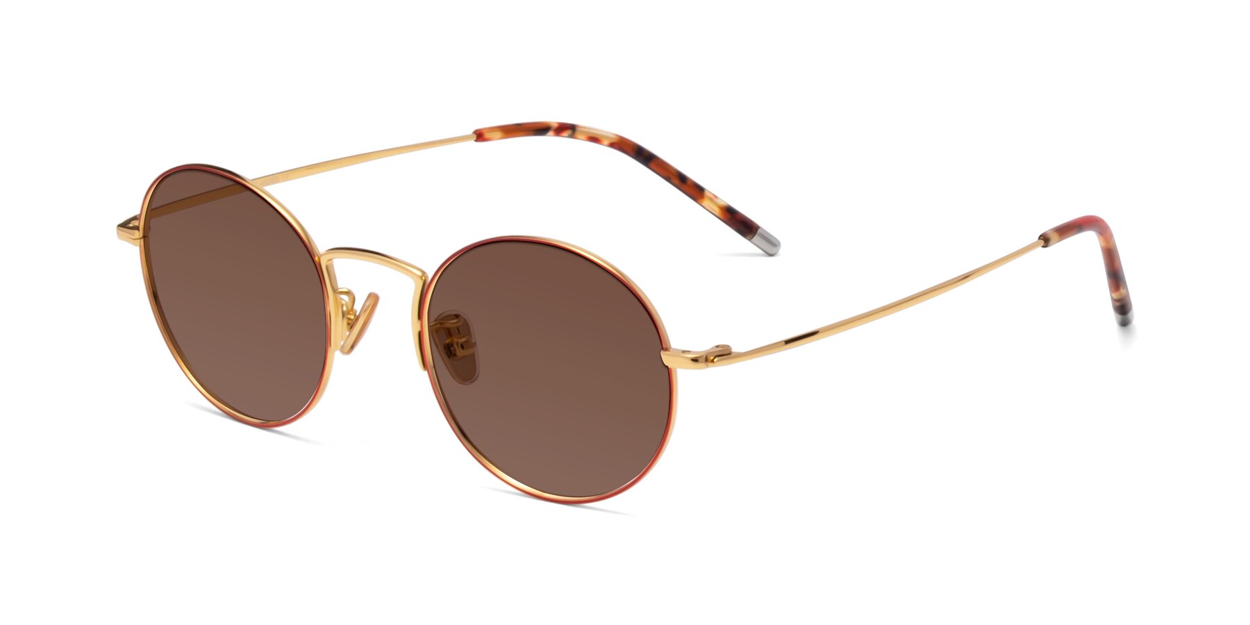 Angle of 80033 in Wine-Gold with Brown Tinted Lenses