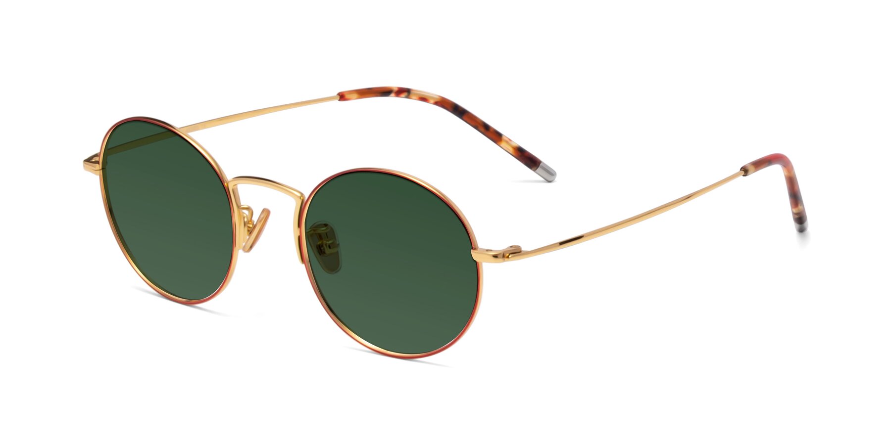 Angle of 80033 in Wine-Gold with Green Tinted Lenses