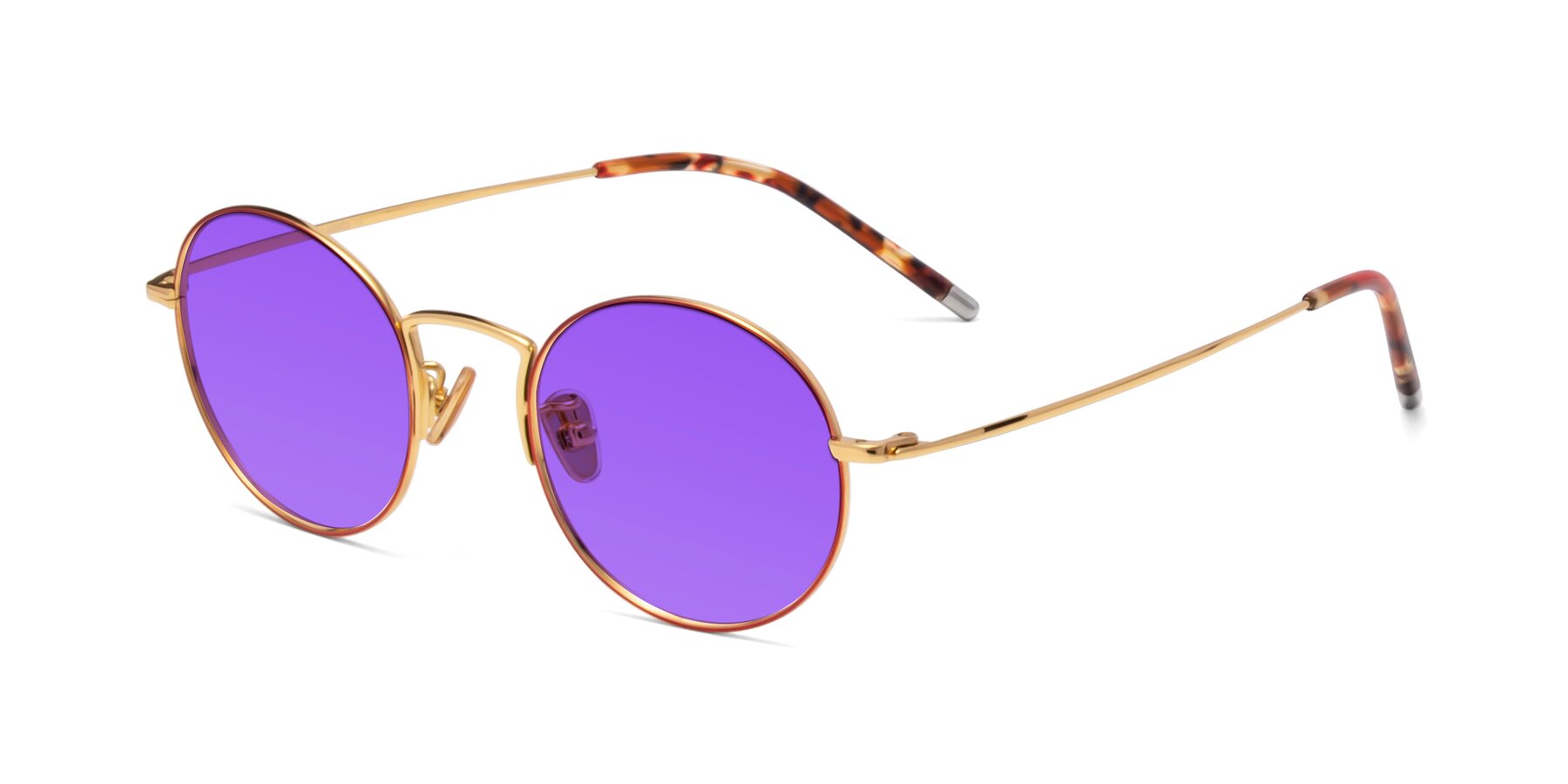 Angle of 80033 in Wine-Gold with Purple Tinted Lenses