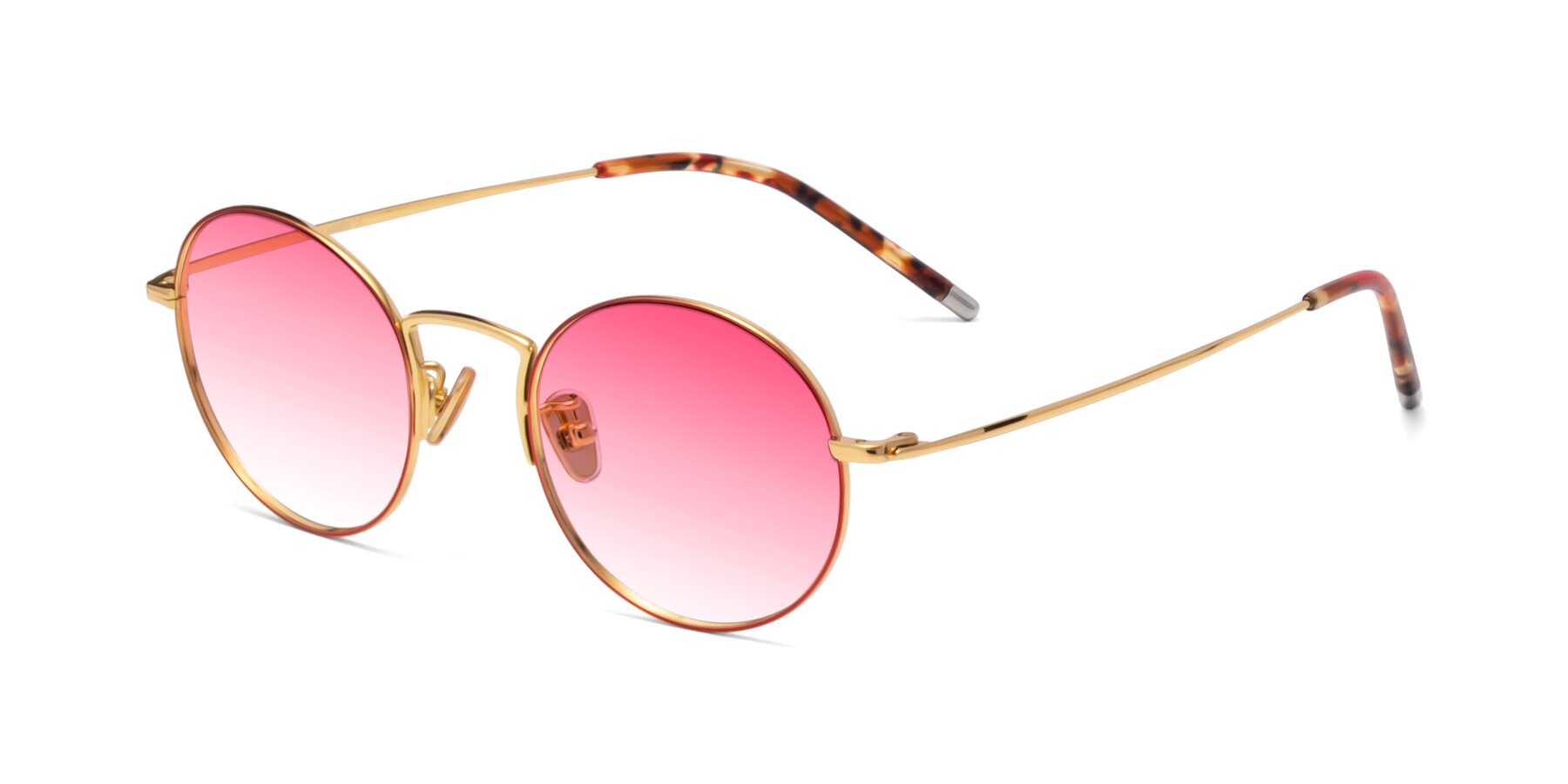 Angle of 80033 in Wine-Gold with Pink Gradient Lenses