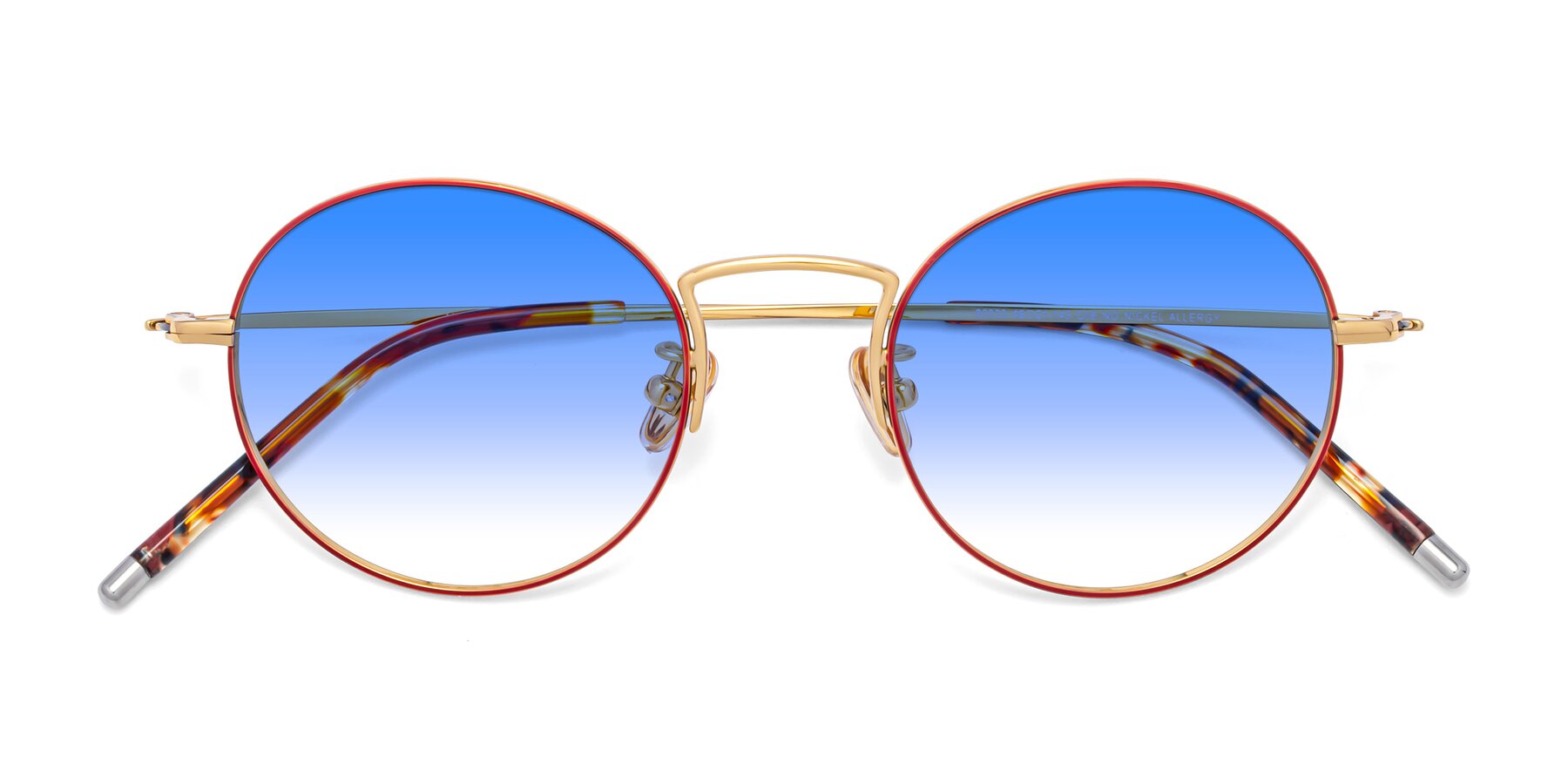 Folded Front of 80033 in Wine-Gold with Blue Gradient Lenses