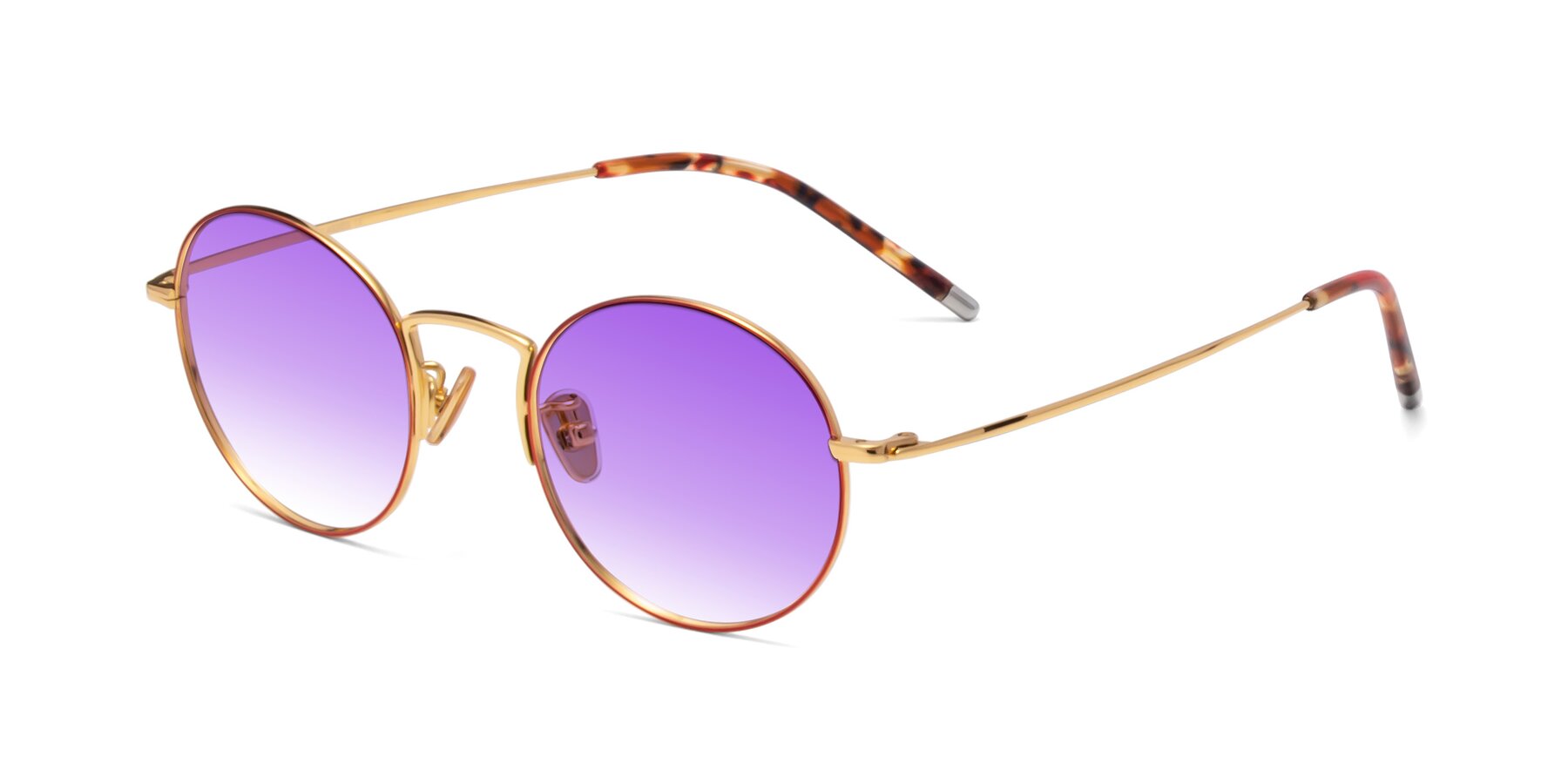 Angle of 80033 in Wine-Gold with Purple Gradient Lenses