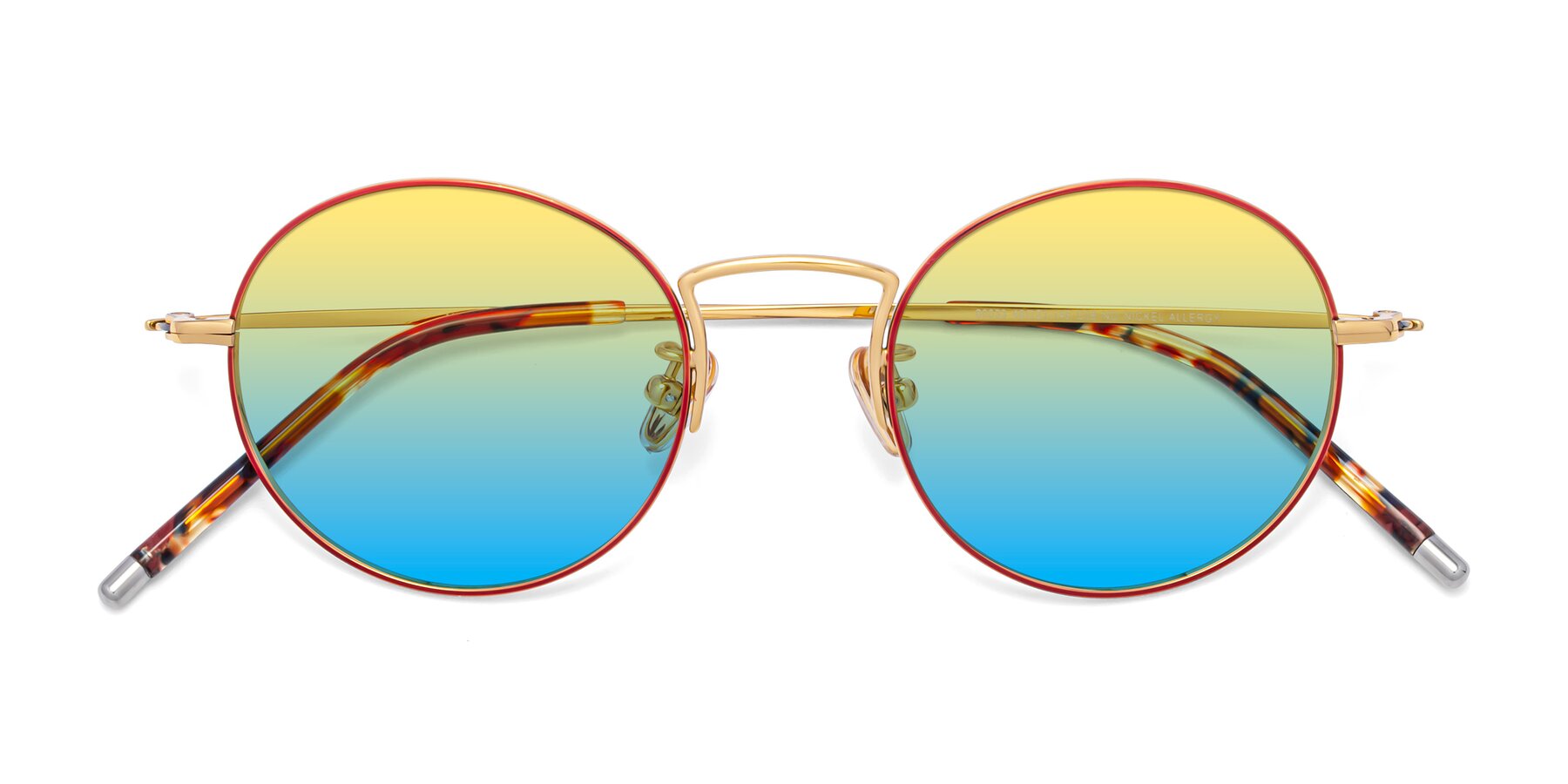 Folded Front of 80033 in Wine-Gold with Yellow / Blue Gradient Lenses