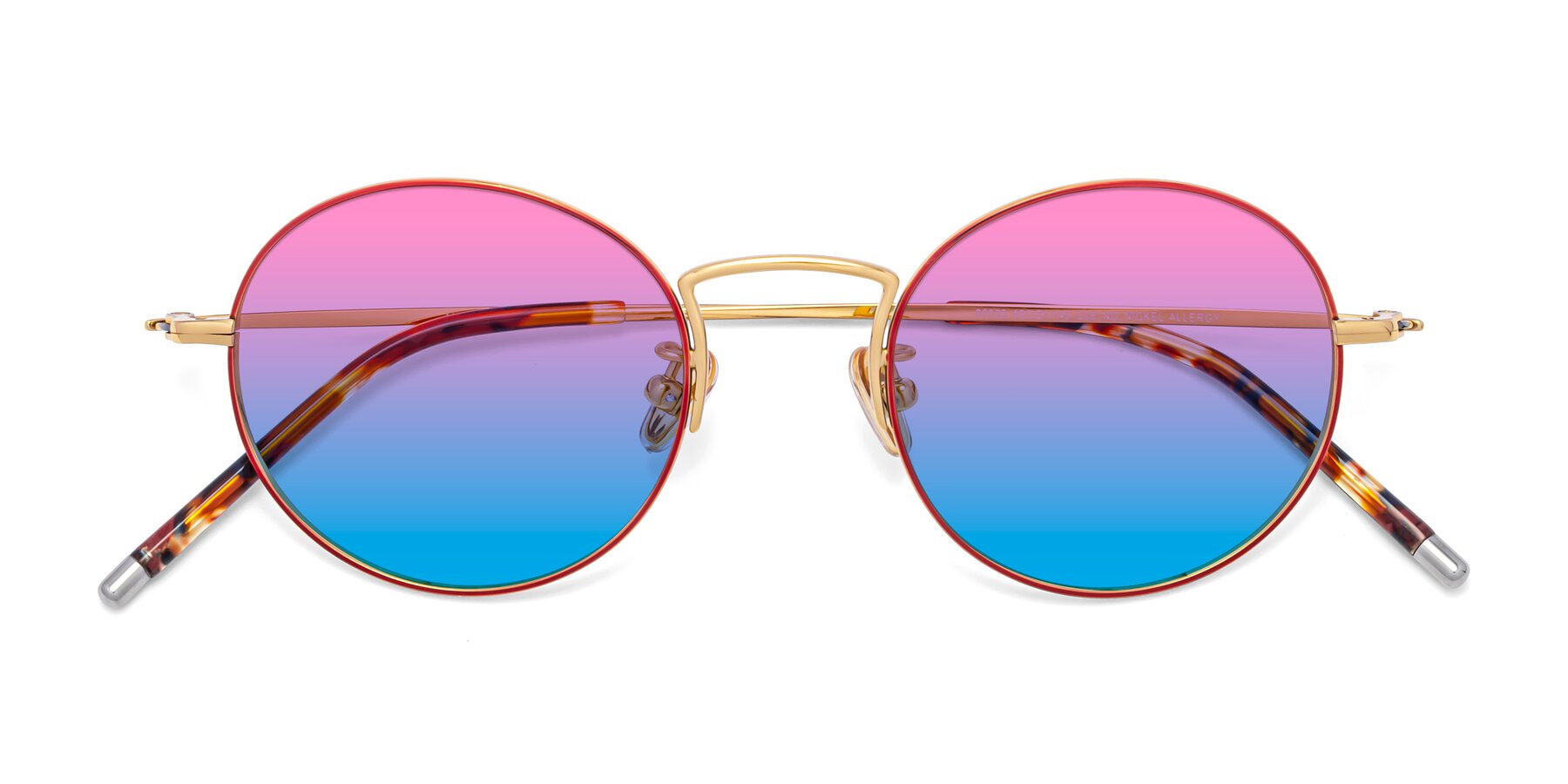 Folded Front of 80033 in Wine-Gold with Pink / Blue Gradient Lenses