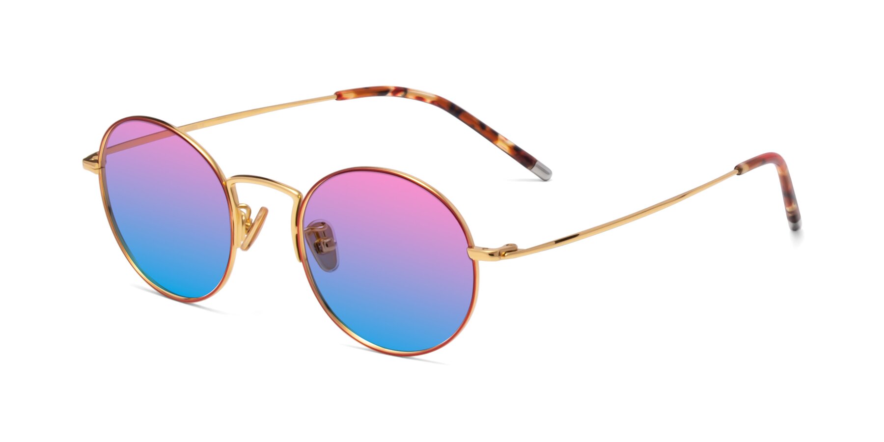 Angle of 80033 in Wine-Gold with Pink / Blue Gradient Lenses