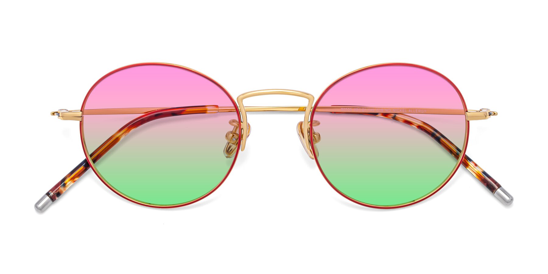 Folded Front of 80033 in Wine-Gold with Pink / Green Gradient Lenses