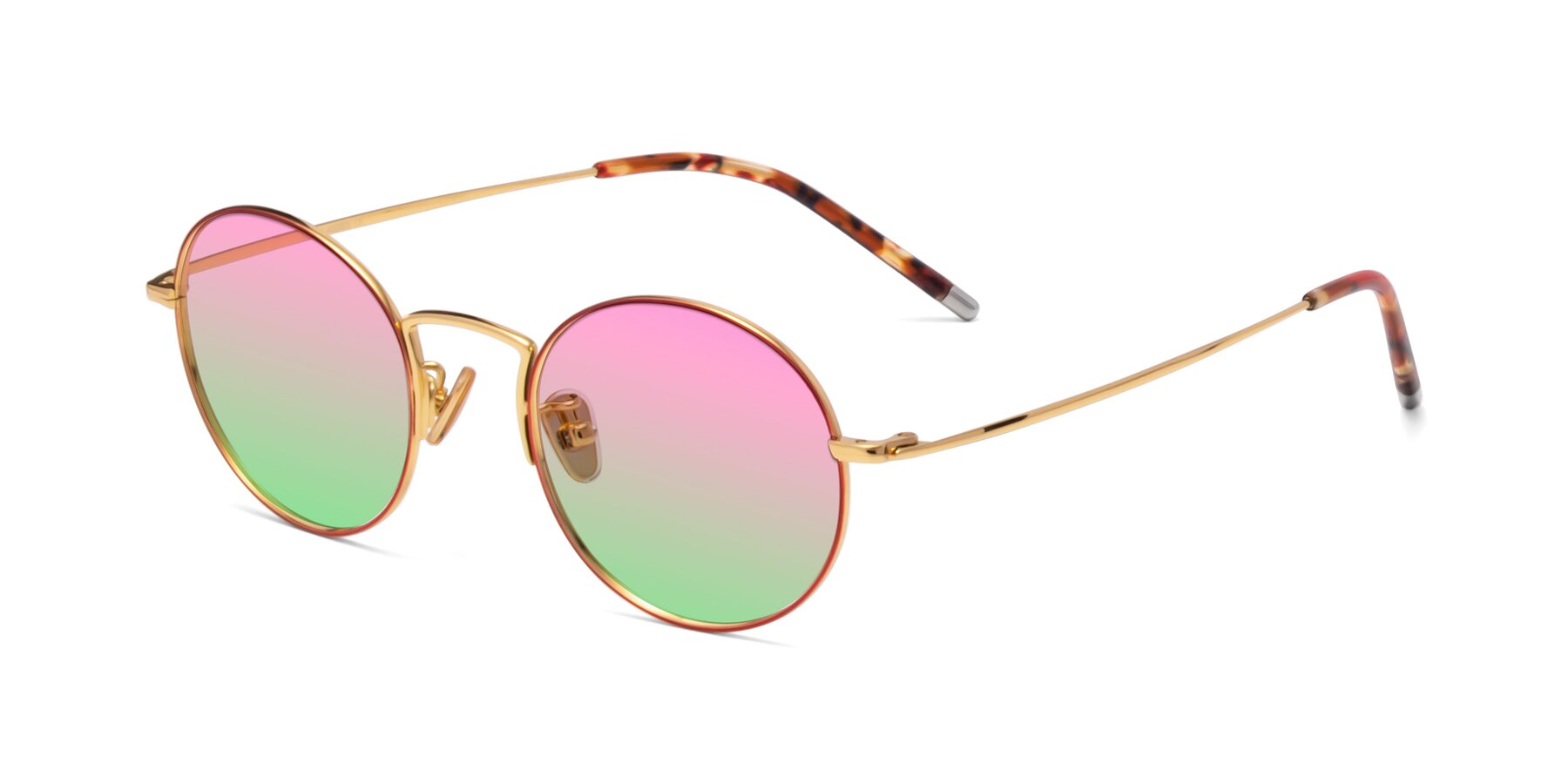 Angle of 80033 in Wine-Gold with Pink / Green Gradient Lenses