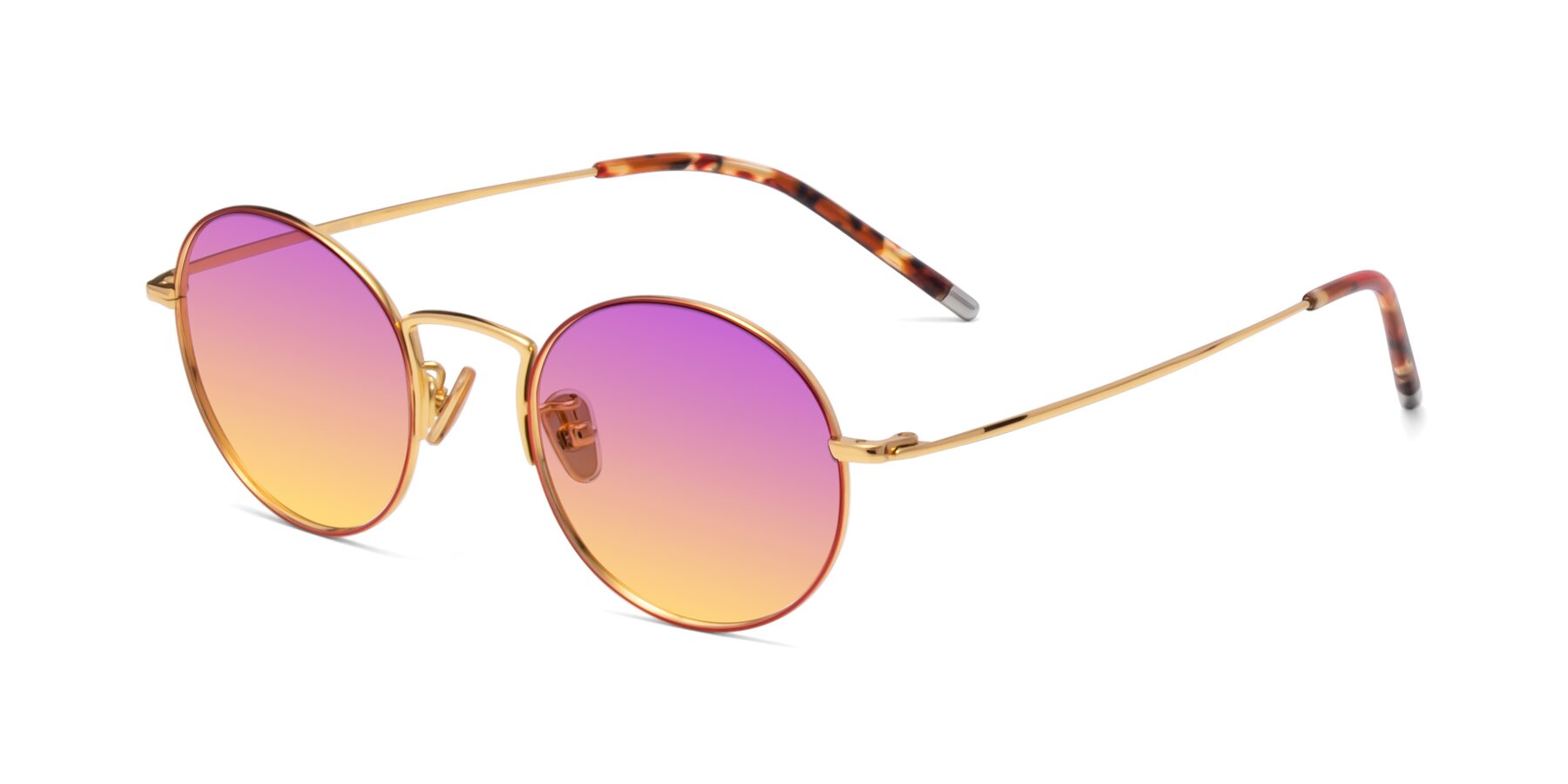 Angle of 80033 in Wine-Gold with Purple / Yellow Gradient Lenses