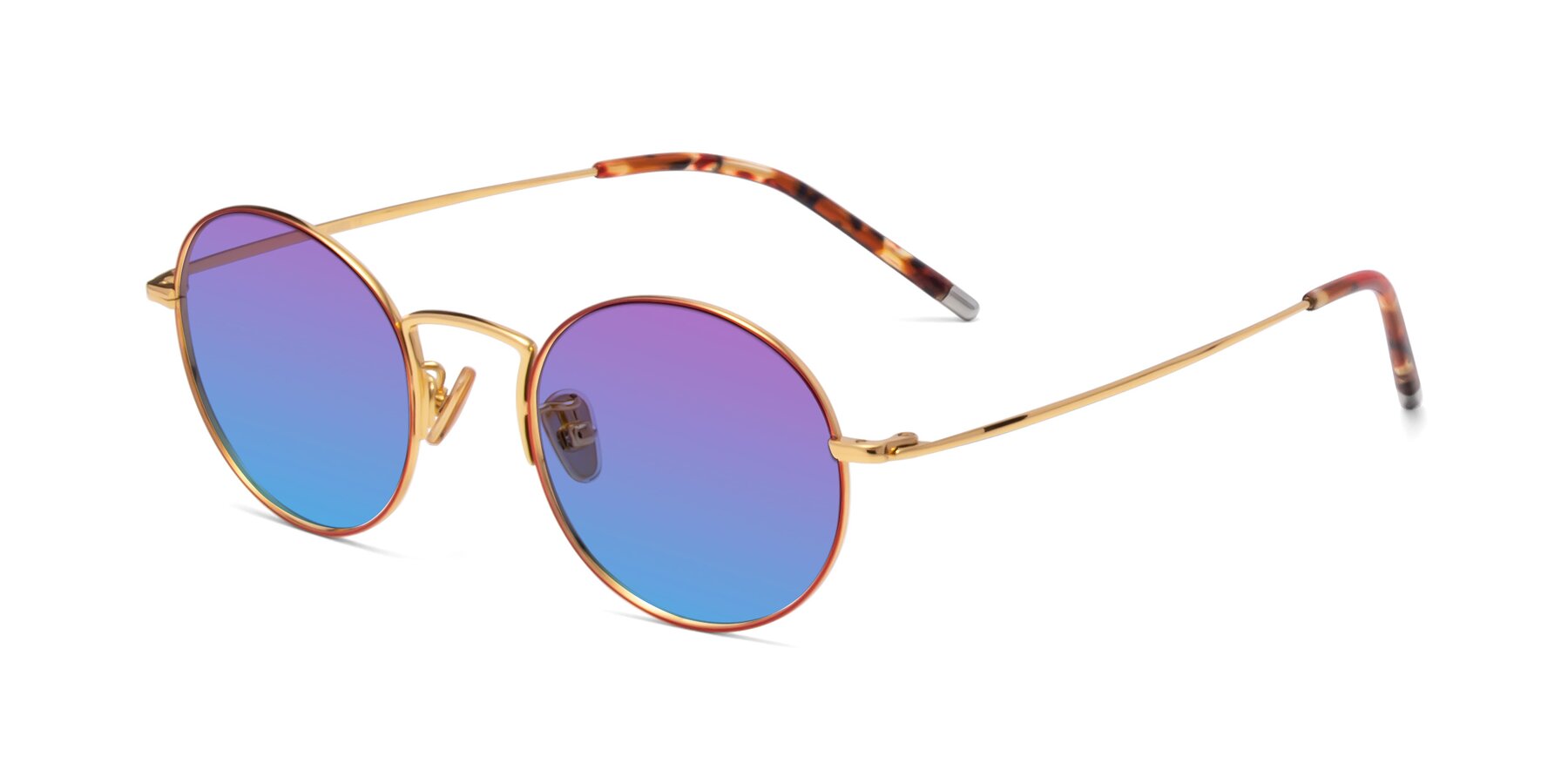 Angle of 80033 in Wine-Gold with Purple / Blue Gradient Lenses