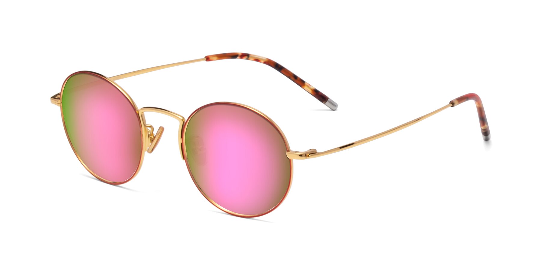 Angle of 80033 in Wine-Gold with Pink Mirrored Lenses