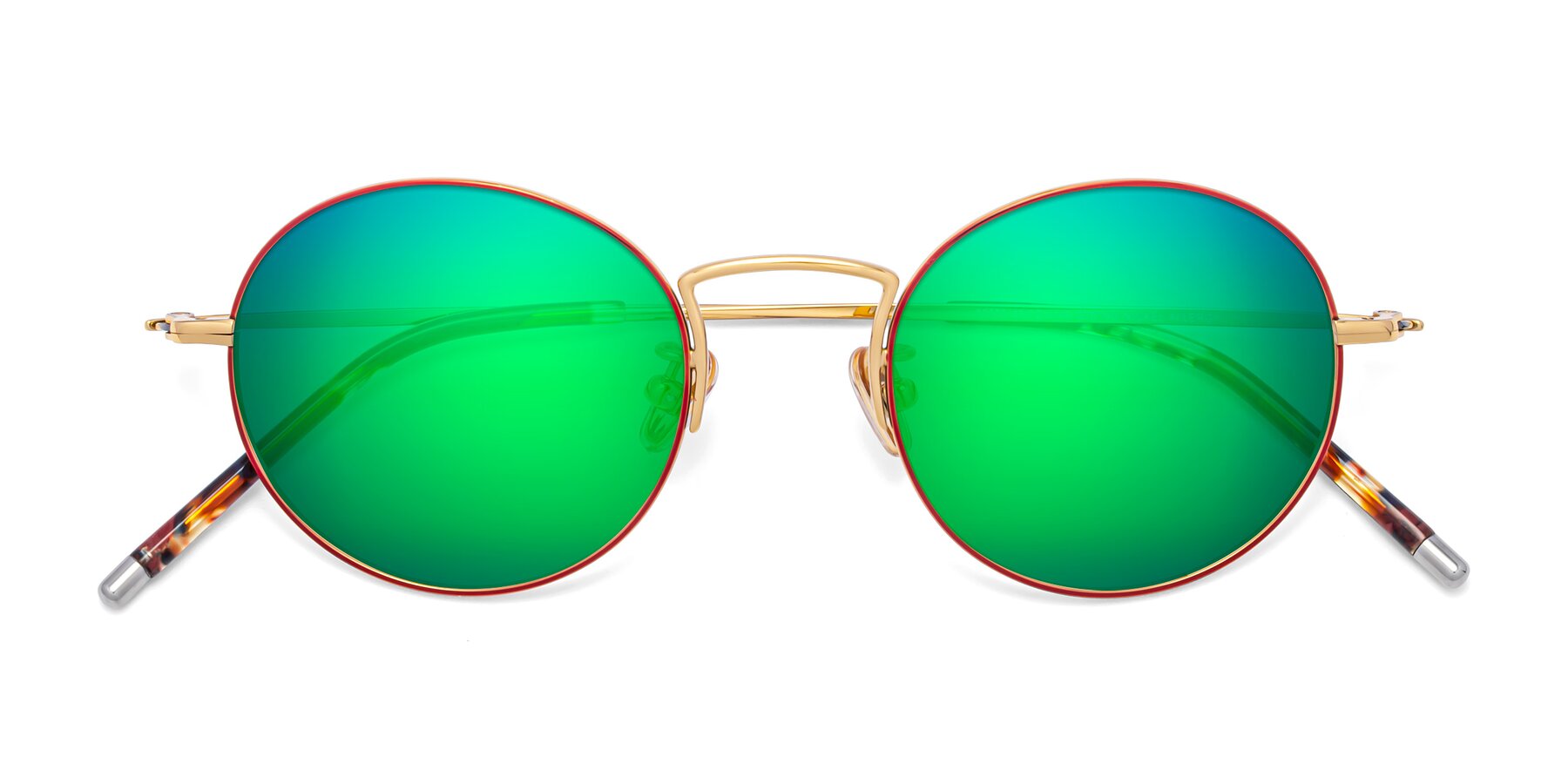 Folded Front of 80033 in Wine-Gold with Green Mirrored Lenses