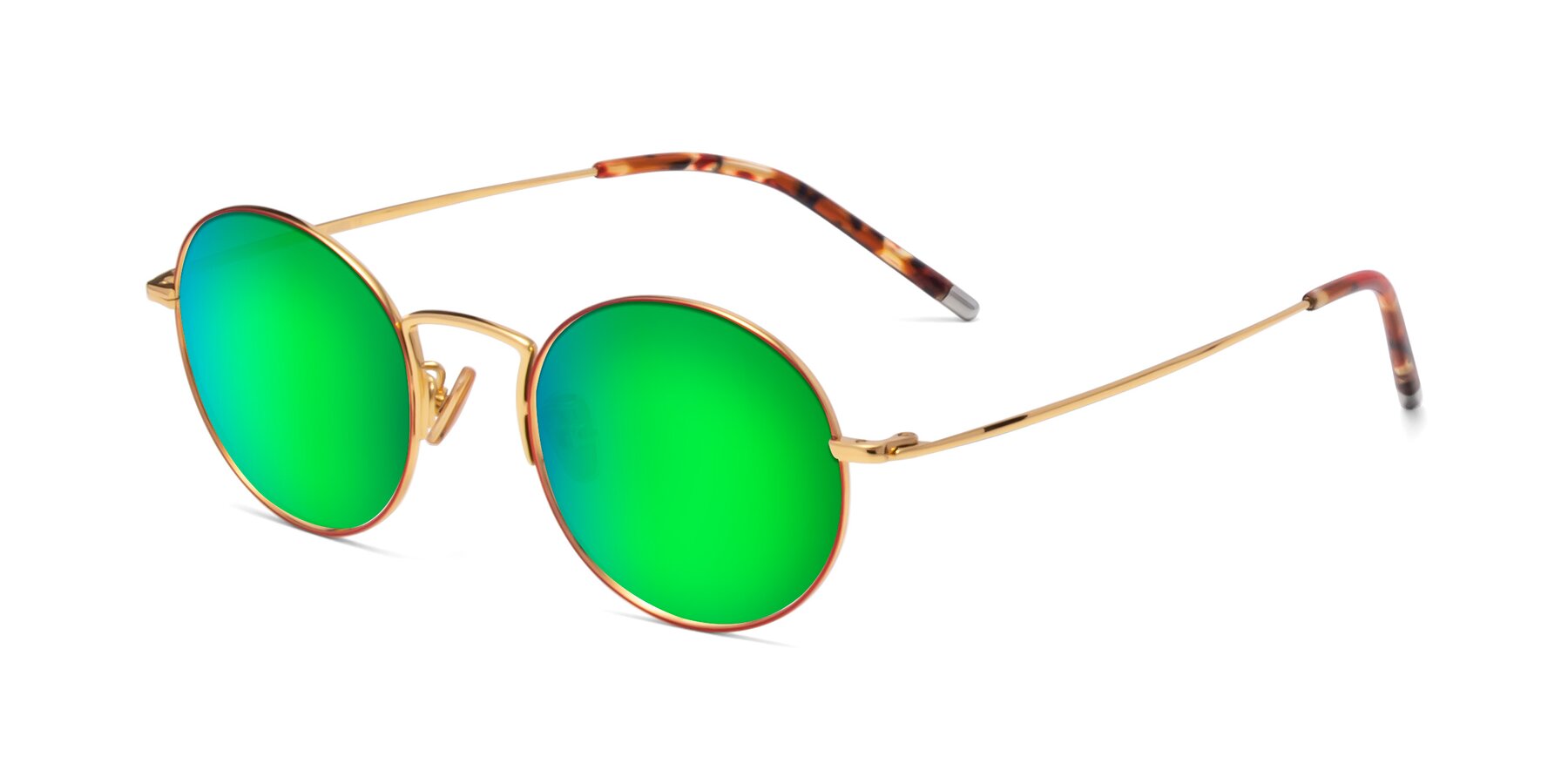 Angle of 80033 in Wine-Gold with Green Mirrored Lenses