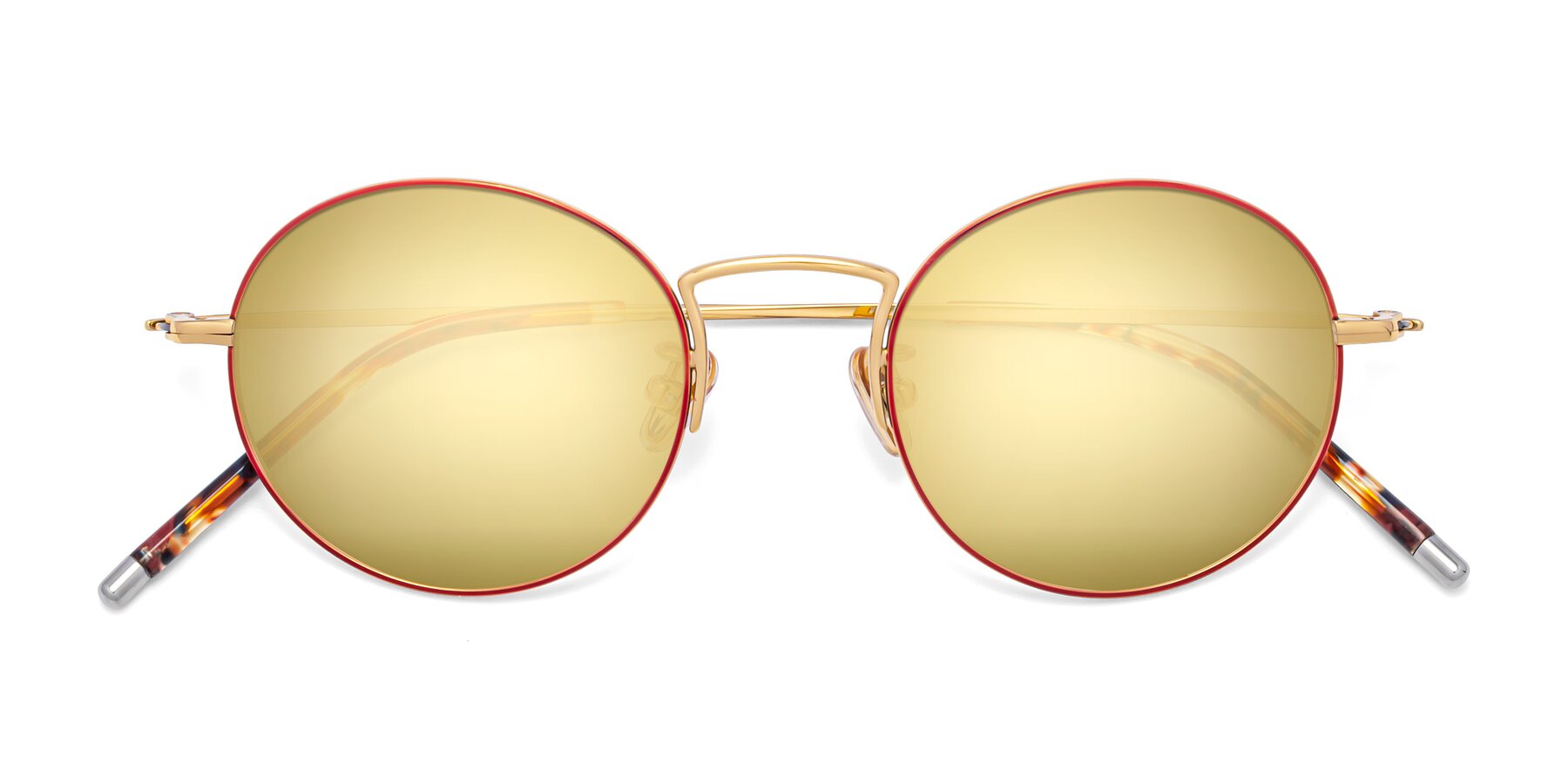 Folded Front of 80033 in Wine-Gold with Gold Mirrored Lenses