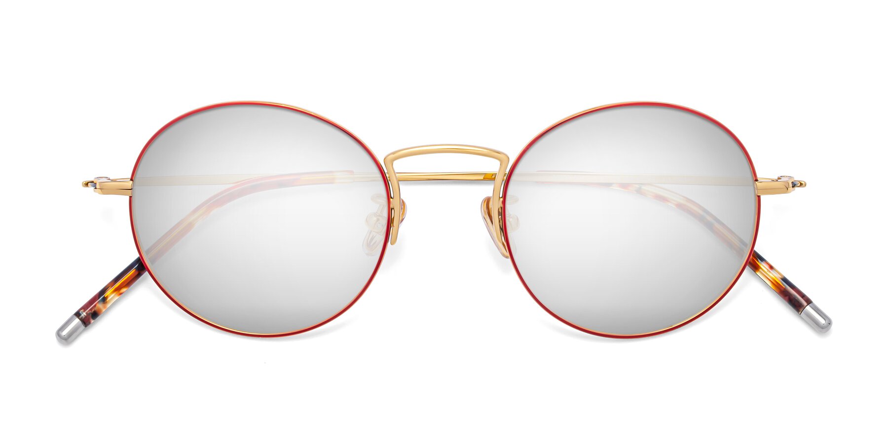 Folded Front of 80033 in Wine-Gold with Silver Mirrored Lenses