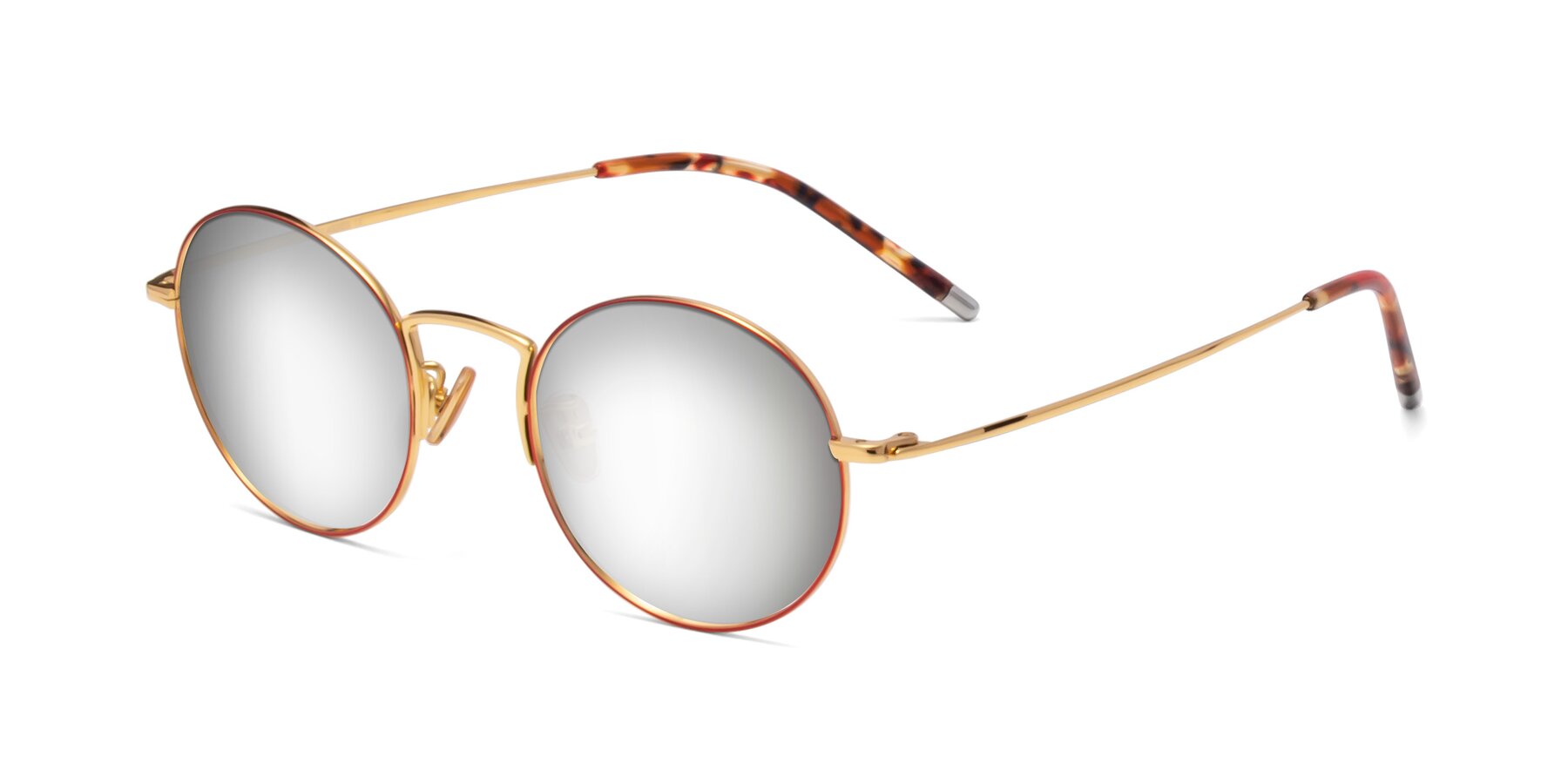 Angle of 80033 in Wine-Gold with Silver Mirrored Lenses