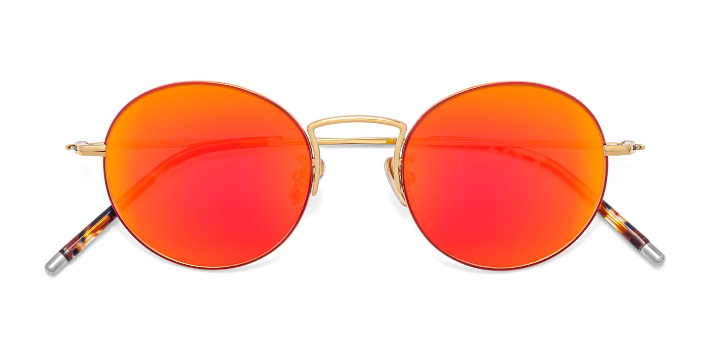 80033 - Wine / Gold Flash Mirrored Sunglasses