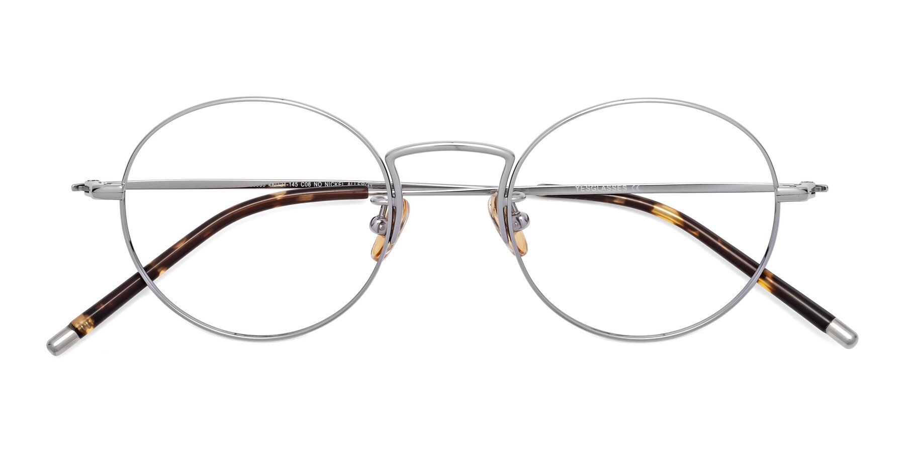 Folded Front of 80033 in Silver with Clear Eyeglass Lenses