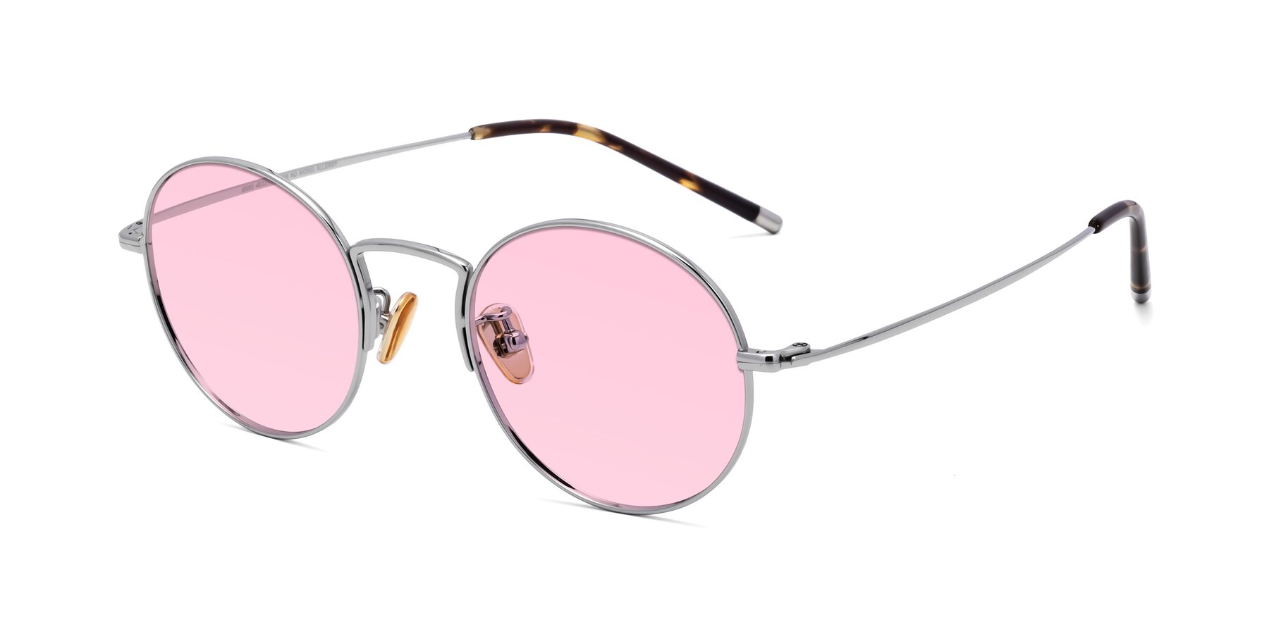 Angle of 80033 in Silver with Light Pink Tinted Lenses