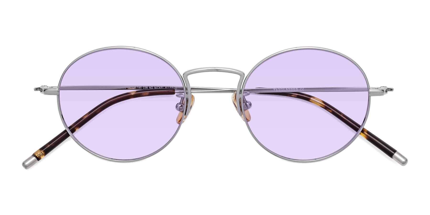 Folded Front of 80033 in Silver with Light Purple Tinted Lenses