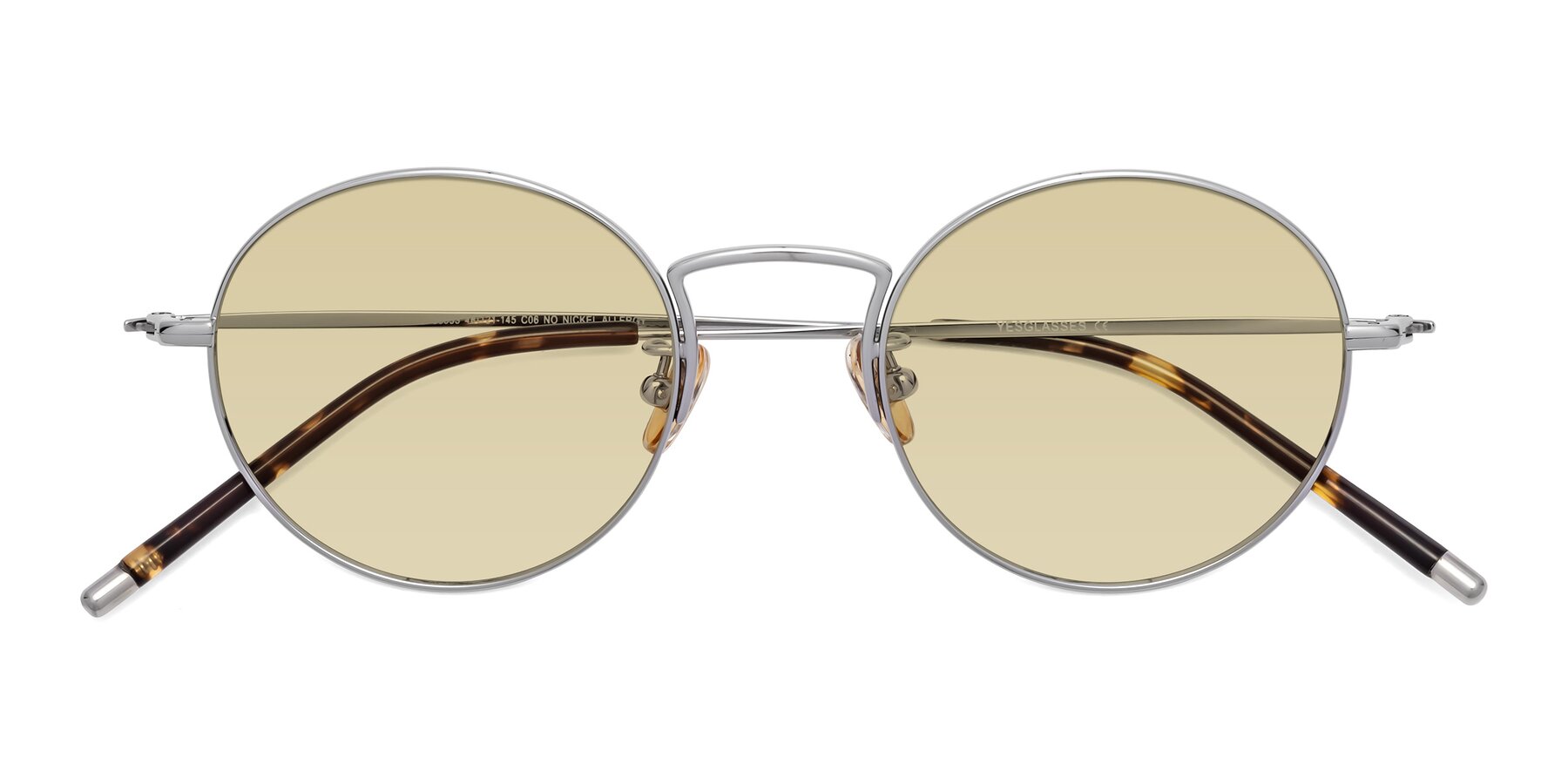 Folded Front of 80033 in Silver with Light Champagne Tinted Lenses