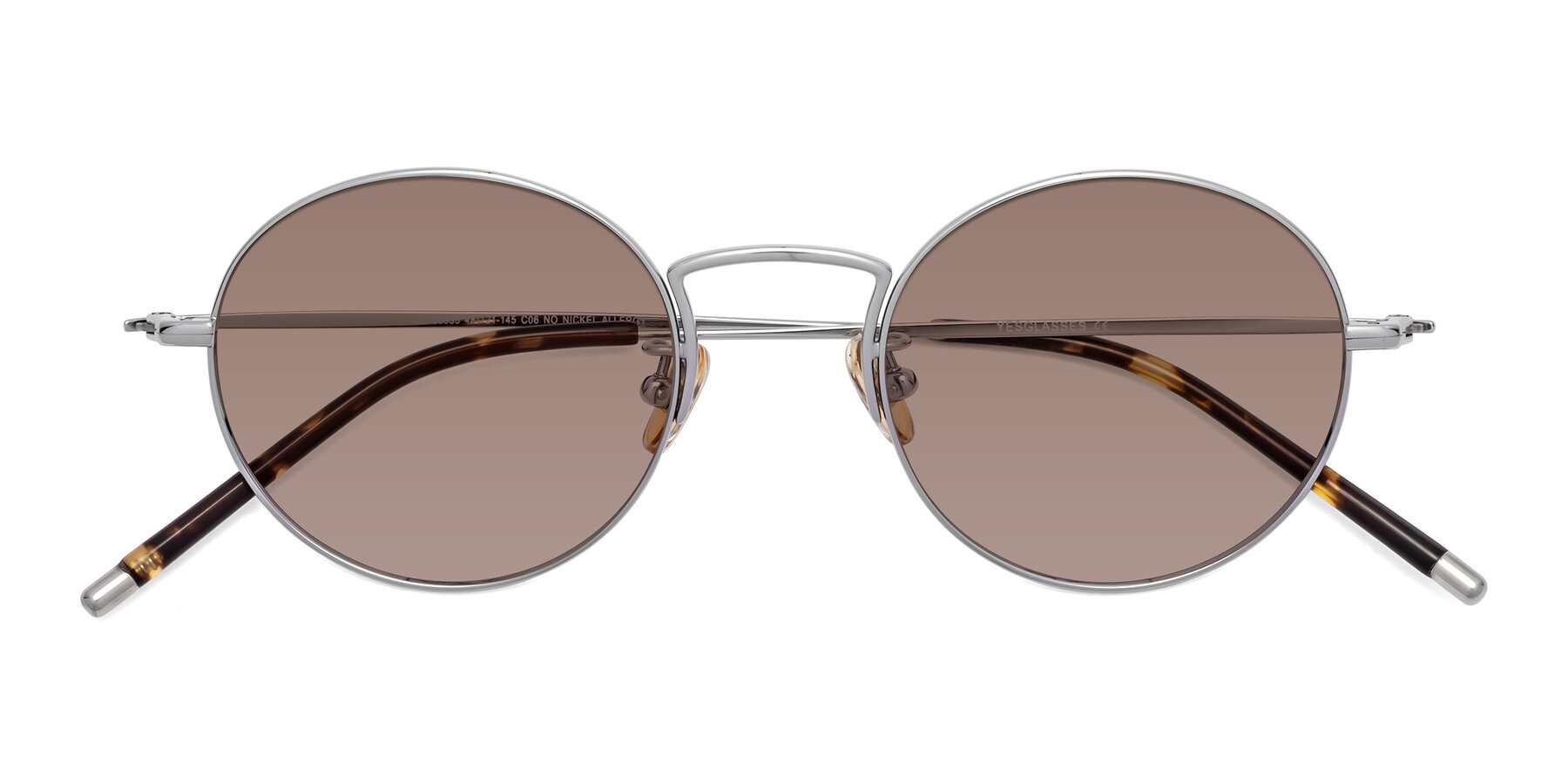 Folded Front of 80033 in Silver with Medium Brown Tinted Lenses