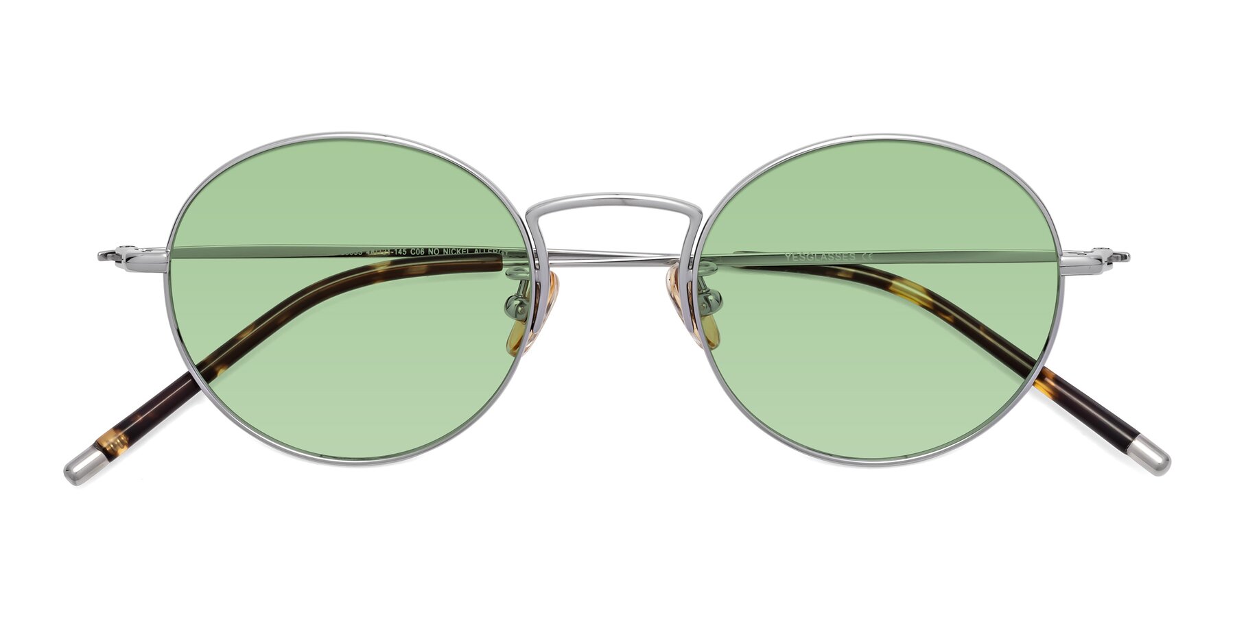 Folded Front of 80033 in Silver with Medium Green Tinted Lenses