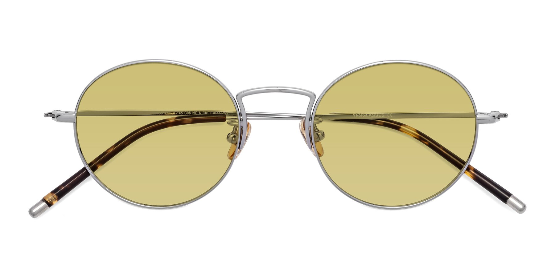 Folded Front of 80033 in Silver with Medium Champagne Tinted Lenses