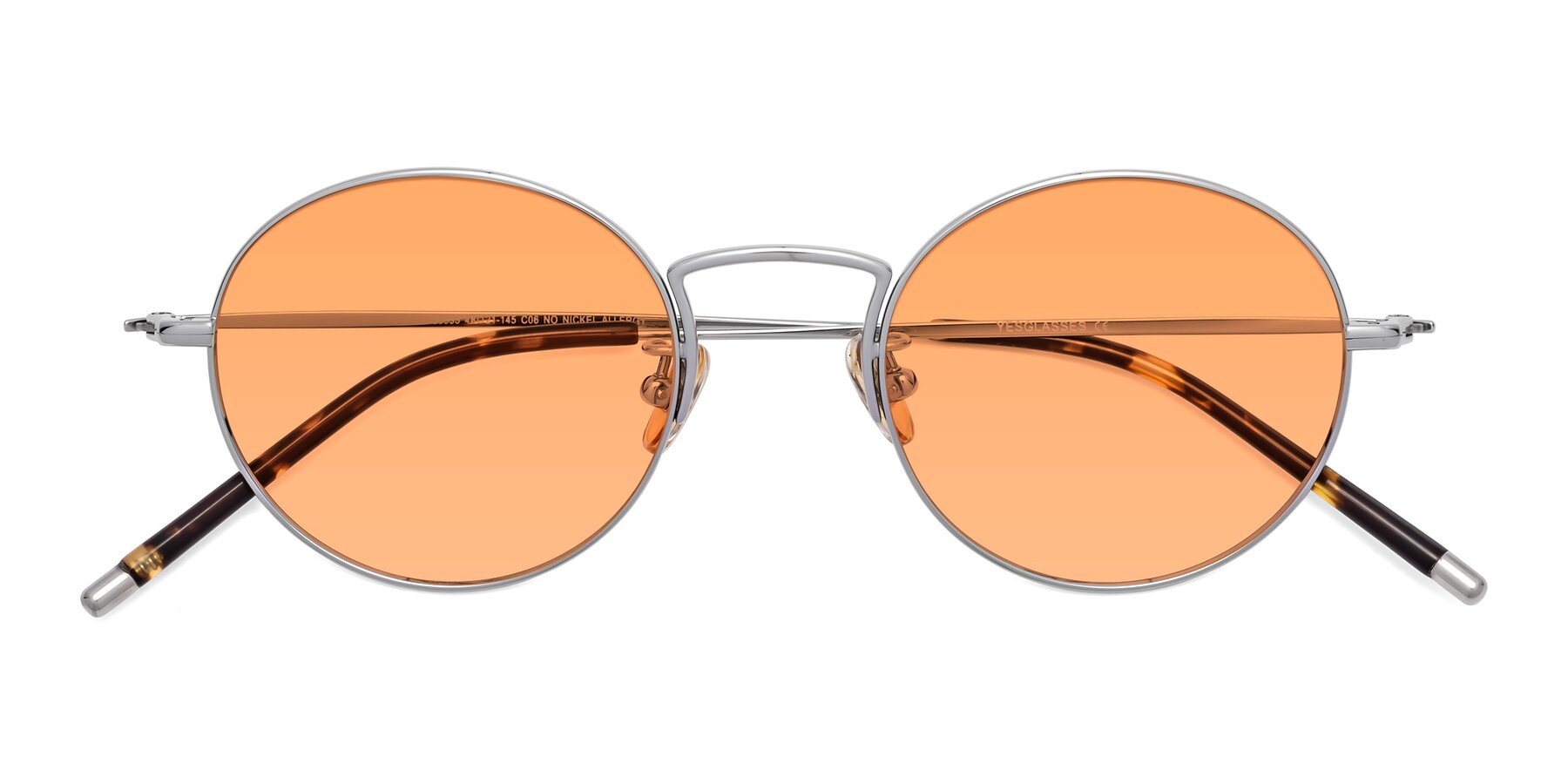 Folded Front of 80033 in Silver with Medium Orange Tinted Lenses