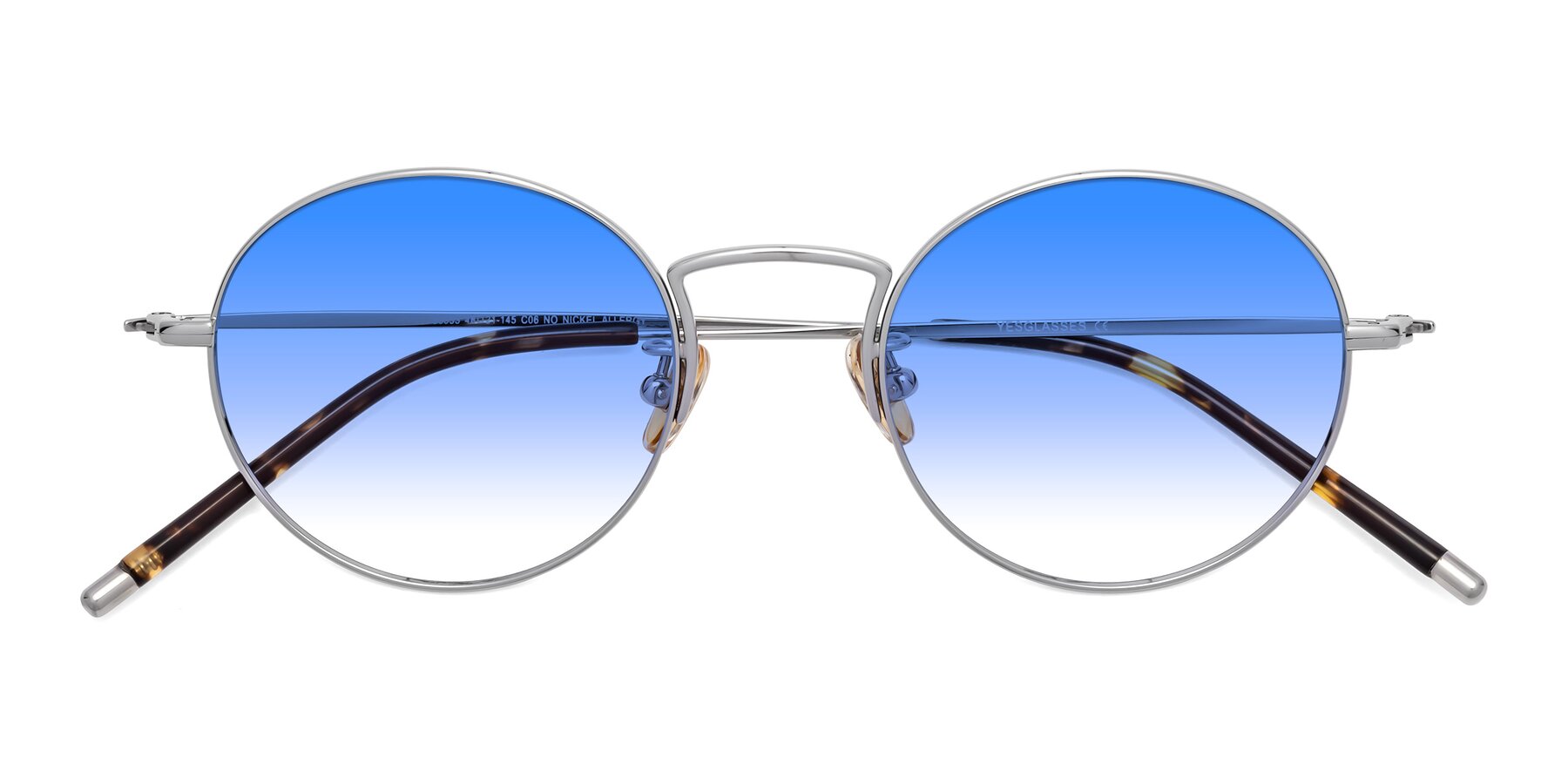 Folded Front of 80033 in Silver with Blue Gradient Lenses