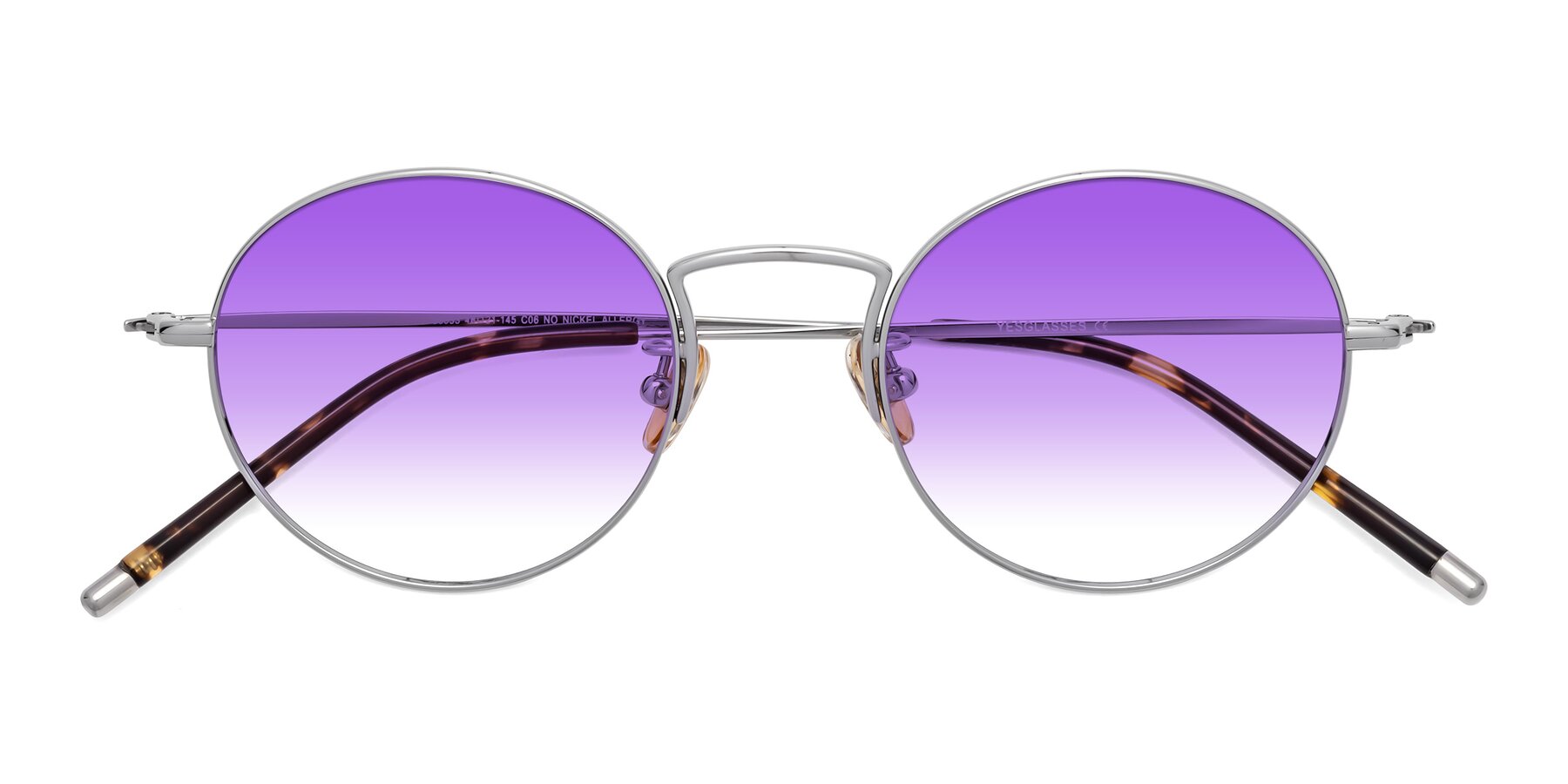 Folded Front of 80033 in Silver with Purple Gradient Lenses
