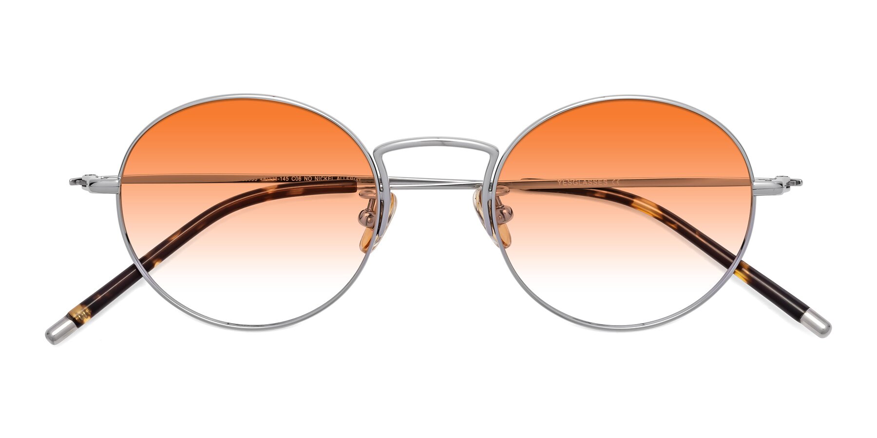 Folded Front of 80033 in Silver with Orange Gradient Lenses